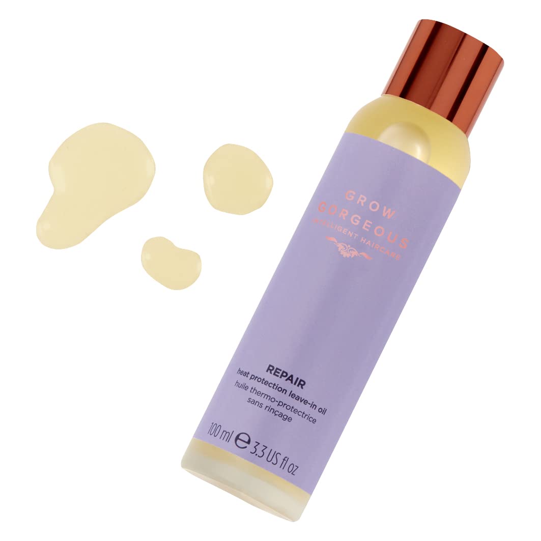 Grow Gorgeous Heat Protection Leave-In Oil 100ml - Hair Styling & Heat Protectant for Straightening, Blow Drying & Styling Tools