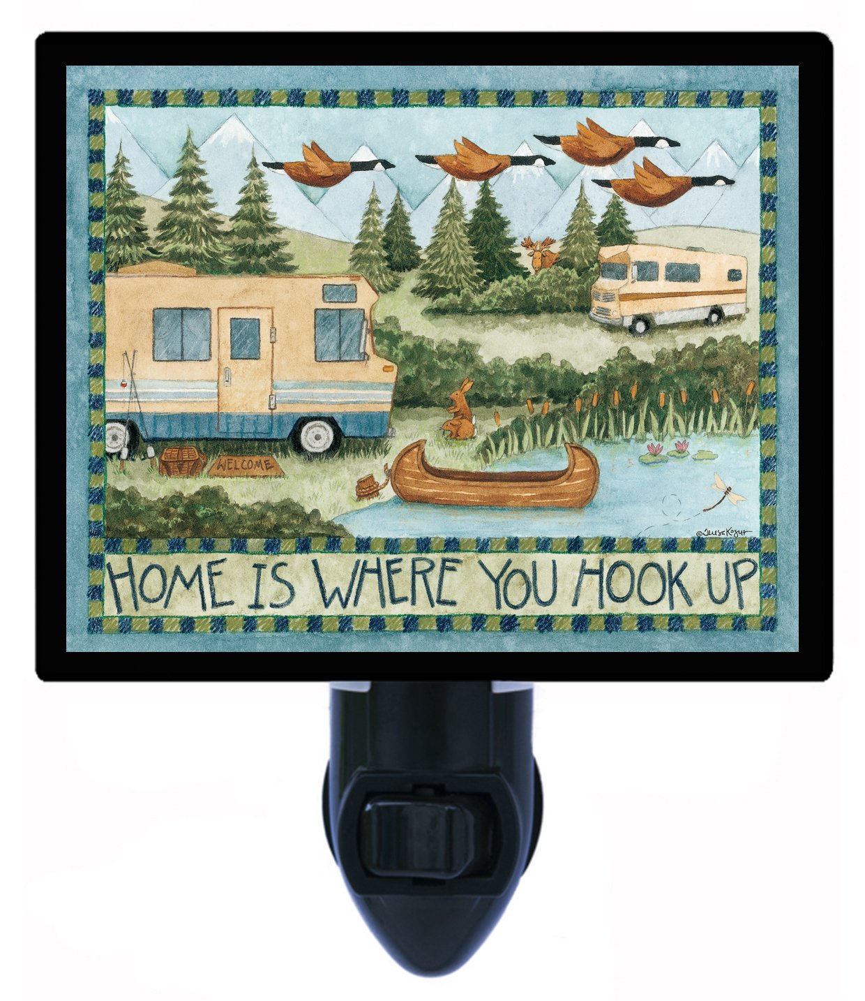 Country & Camping Style LED Night Light - Portable Hook Up Night Lamp for Bedroom, Nursery, RV & Outdoor Adventures