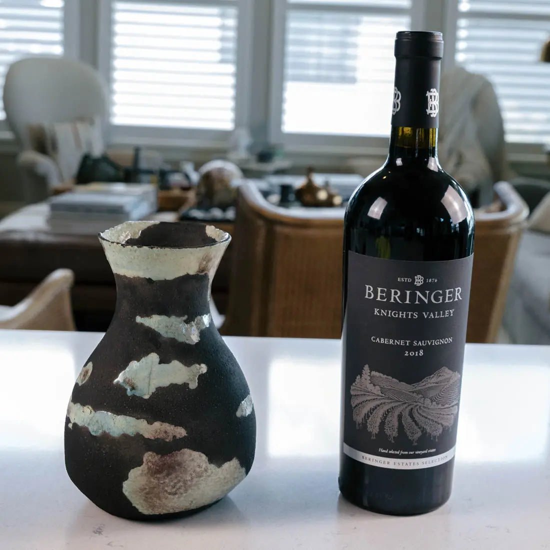 Decorative Boiled Raku Pot - Medium #23 - Charcoal & Seafoam Glaze - Creative Collection (SECONDS) - Perfect for Home Decor, Zen Gardens & Unique Gift Ideas