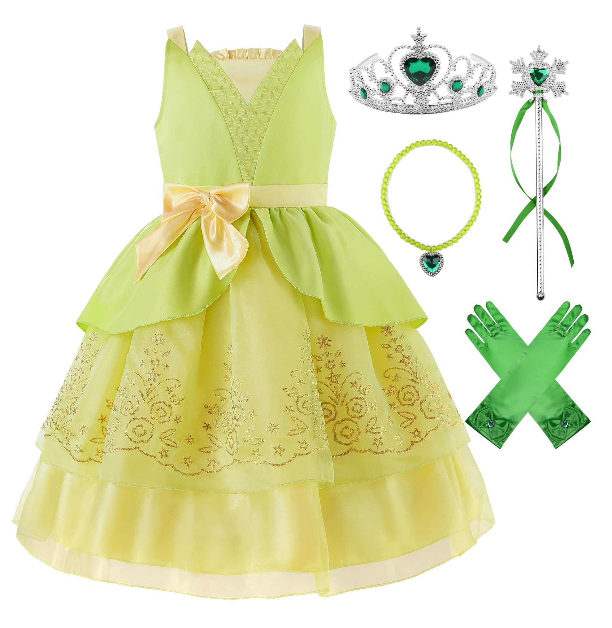 ReliBeauty Little Girls Princess Dress Up Costume - Sleeveless Tutu Gown with Tiara & Wand Accessories | Perfect for Birthday Parties, Halloween & Dress Up Play