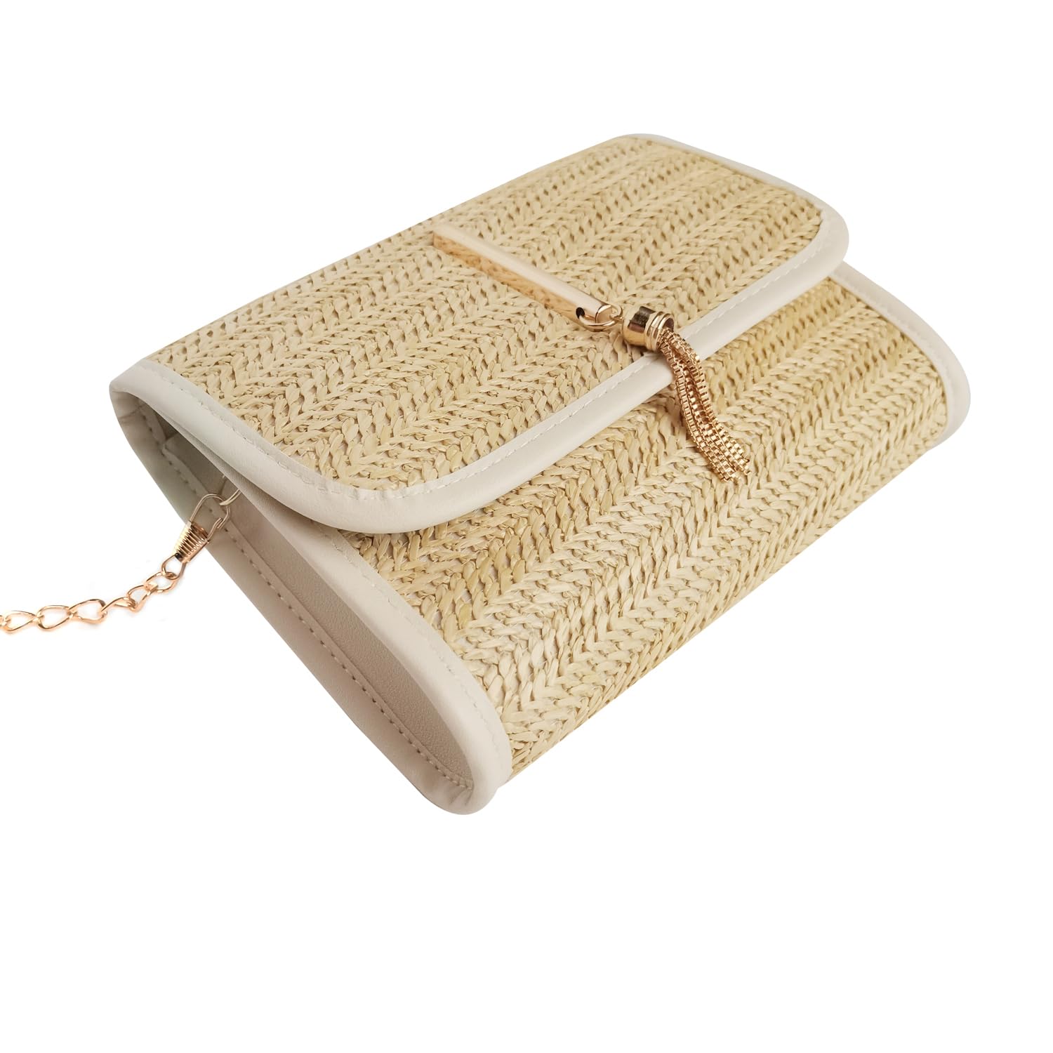Eco-Friendly Straw Purse for Women - Handwoven Vacation Beach Bag with Removable Chain Strap | Perfect for Summer Outings, Beach Trips & Boho Fashion Accessories