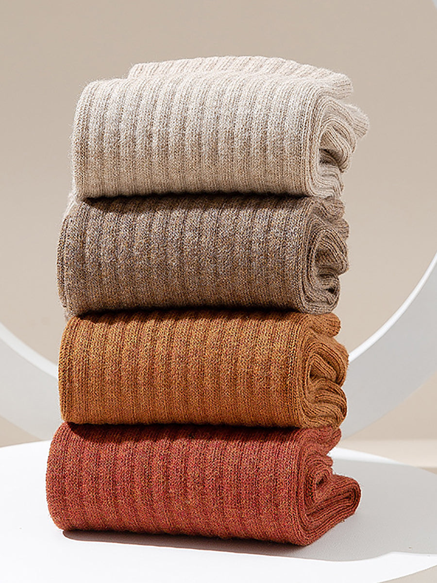 6 Pairs Women's Solid Winter Cotton Socks - Warm & Comfortable Thermal Socks for Cold Weather, Hiking, Snow Boots and Indoor Wear