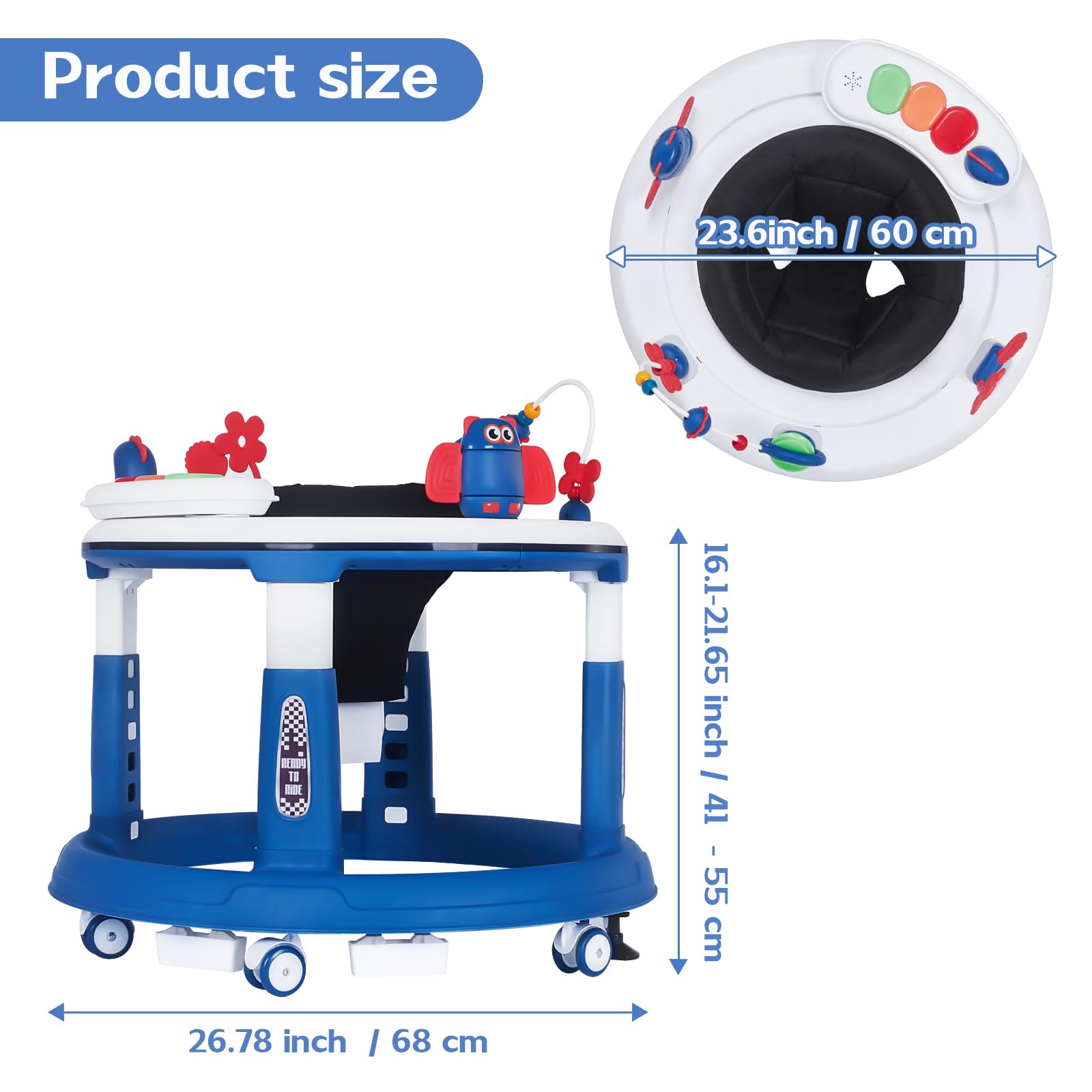 5-in-1 Adjustable Baby Walker with Wheels - Foldable Activity Walker for Infants 6-18 Months | Bouncer, Learning Mode, Music & Foot Pad | Perfect for Boys & Girls Learning to Walk | Ideal for Playtime, Early Development & Indoor Exploration