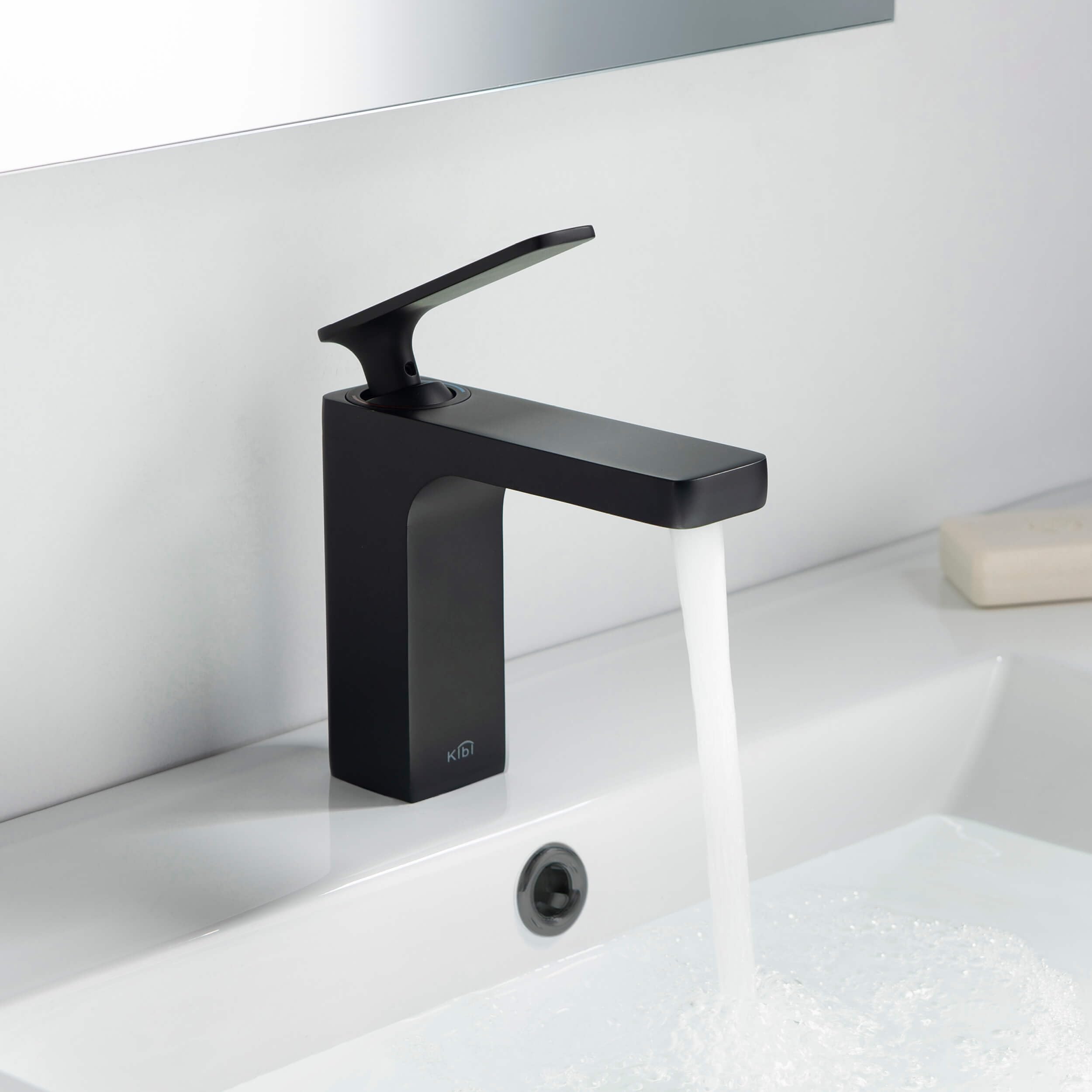 KIBI Infinity Single Handle Bathroom Vanity Sink Faucet with Pop Up Drain | Solid Brass Lavatory Faucet with High Arc Spout | Includes Water Hose for Easy Installation (Matte Black, KBF1006) | Perfect for Modern Bathroom Renovation & Home Upgrade