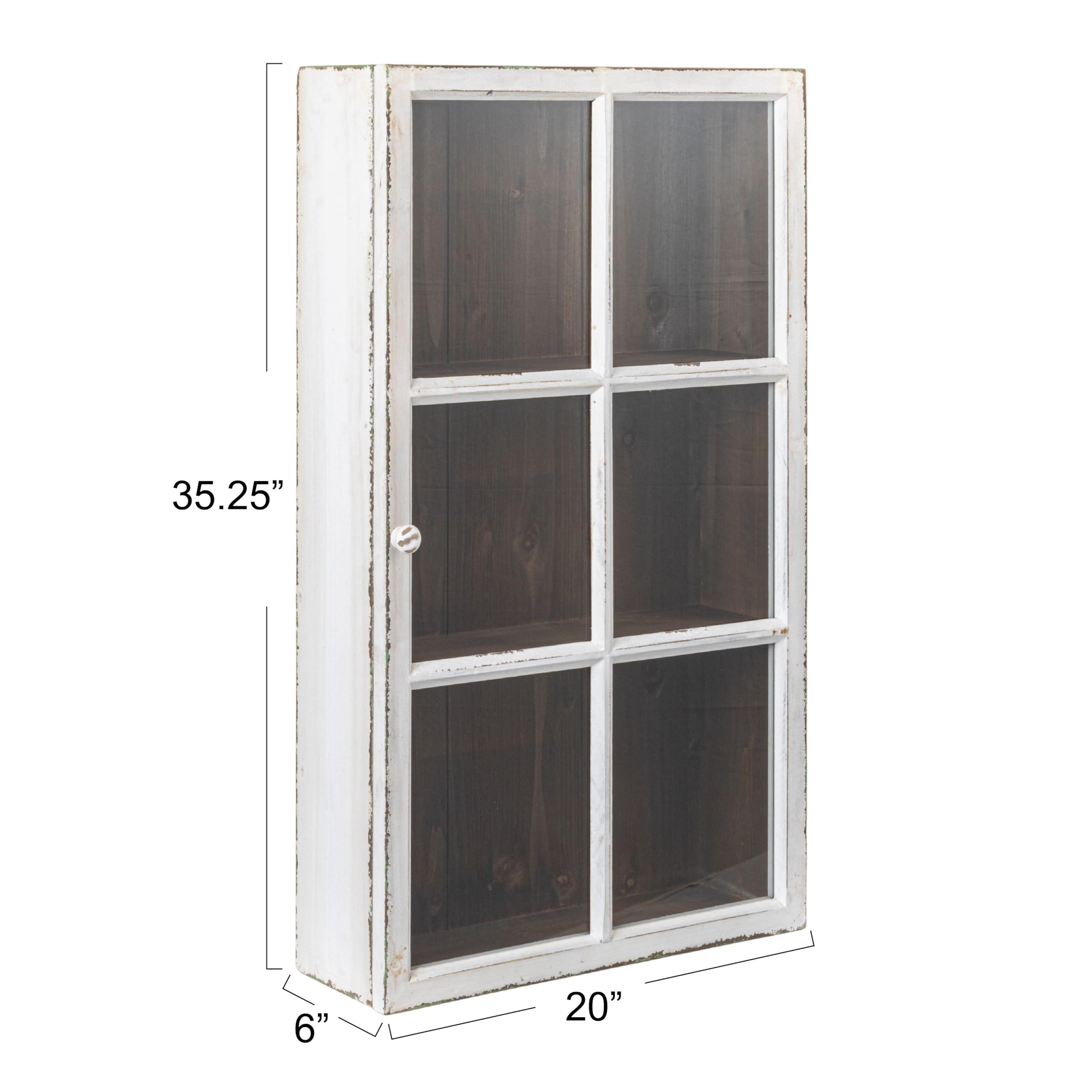 Antique White Wood Wall Shelf Cabinet with 3 Shelves - Rustic Farmhouse Decor for Living Room, Bathroom & Kitchen Storage