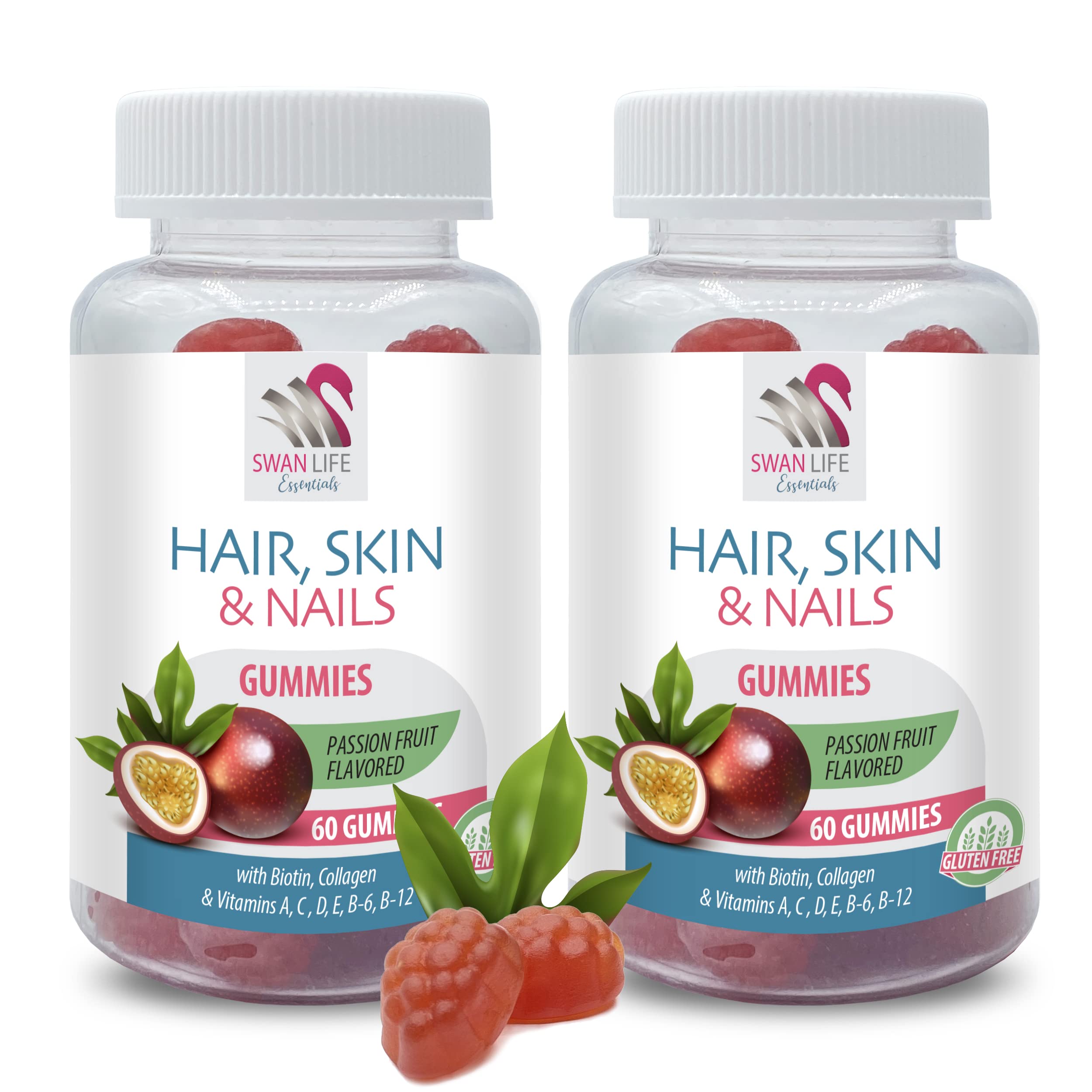 Premium Biotin Gummies for Hair Growth, Skin & Nails - Vegan, Gluten-Free, Non-GMO Vitamins with Collagen - Women's Beauty Supplement for Fine Lines & Anti-Aging (2 Bottles, 120 Gummies) - Perfect for Daily Beauty Routine & Healthy Lifestyle