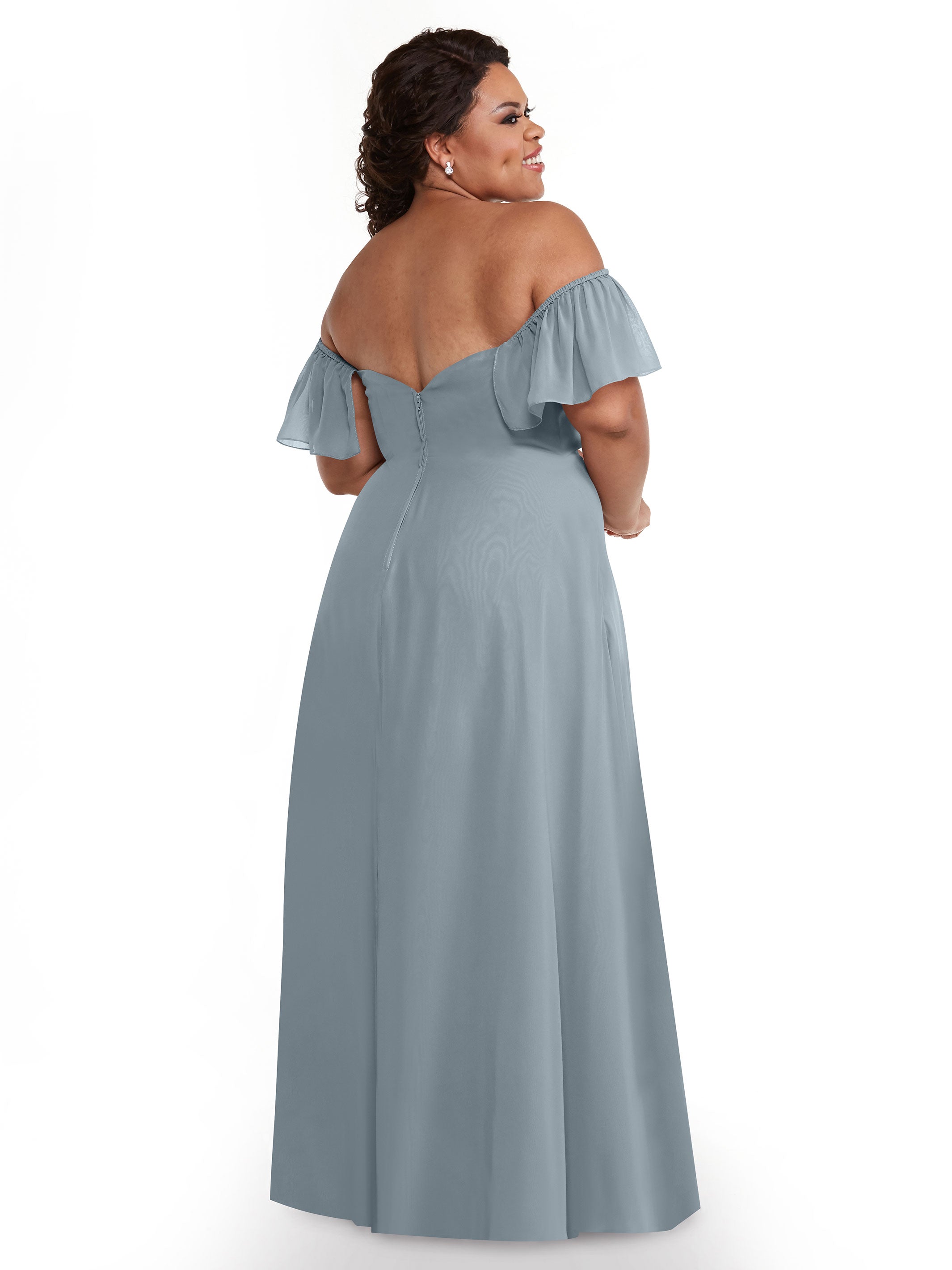 Elegant A-Line Off-The-Shoulder Chiffon Bridesmaid Dress with Pockets - Perfect for Weddings, Formal Events & Special Occasions