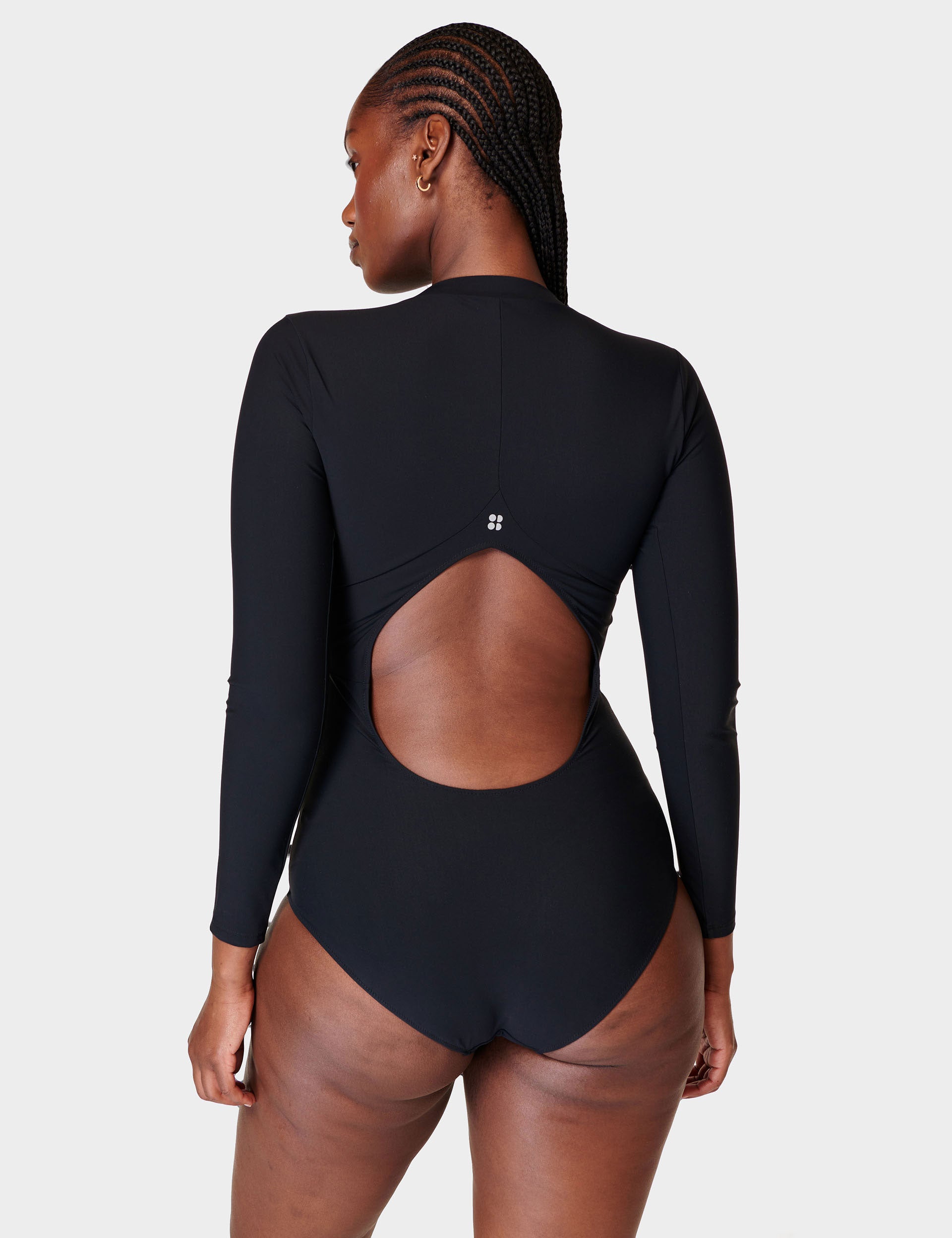 Tidal Xtra Life Long Sleeve Swimsuit for Women - UPF 50+ Sun Protection, Chlorine Resistant Black One Piece Bathing Suit - Perfect for Swimming, Surfing & Beach Activities