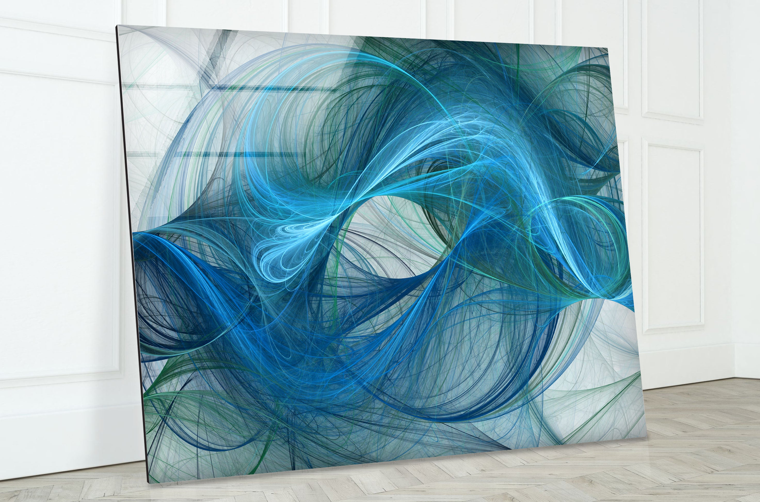 Blue Energy Abstract Wall Art - Fluid Motion Glass Print for Modern Home & Office Decor | Stunning Contemporary Wall Decor for Living Room, Bedroom & Workspace