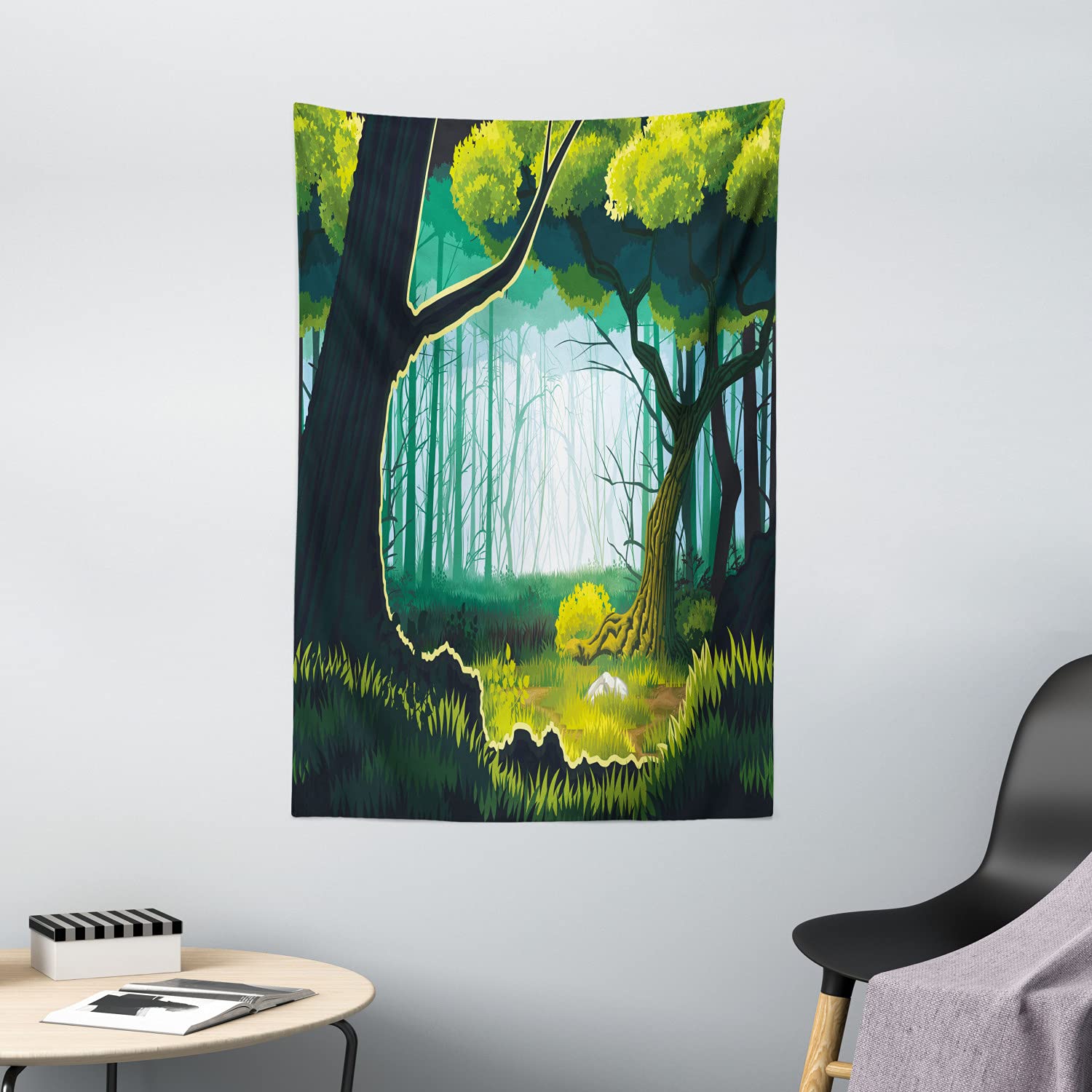 Ambesonne Woodland Tapestry - Forest Landscape Wall Art for Bedroom, Living Room & Dorm Decor - 40
