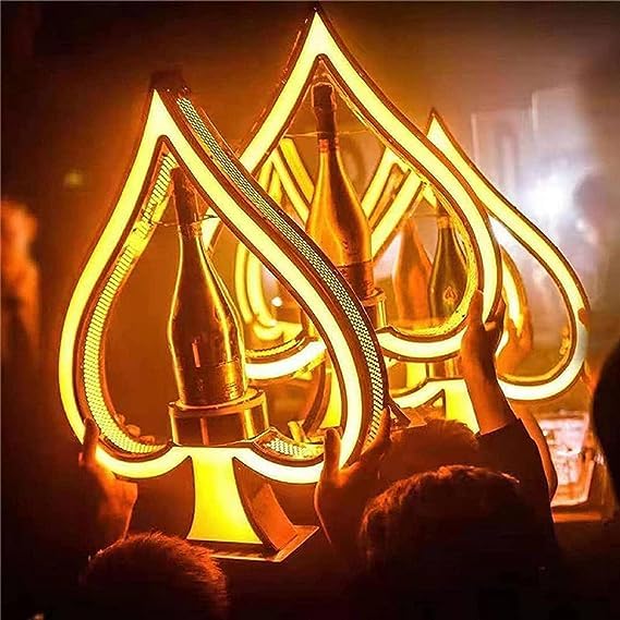 LED Lighted Liquor Bottle Display Shelf - Ace of Spades Champagne VIP Bottle Presenter with Sparklers | Premium Champagne Display Stand for Bars, Hotels, Nightclubs & Private Parties | Perfect for VIP Bottle Service, Celebrations & Special Events