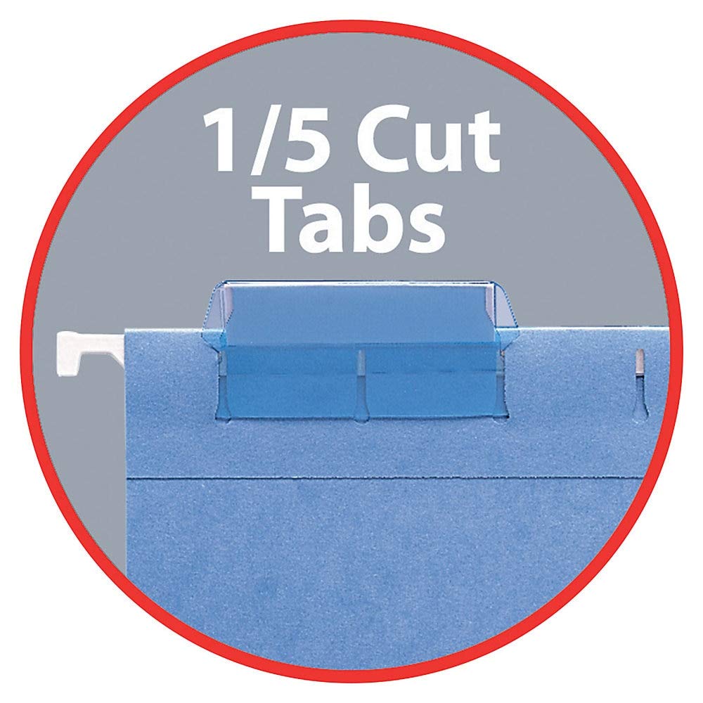 Smead Hanging File Folder with Full-Height Gusset - 3” Expansion, 1/5-Cut Adjustable Tab, Legal Size, Sky Blue (25 per Box) - Perfect for Office Organization, Document Storage & Filing Cabinets