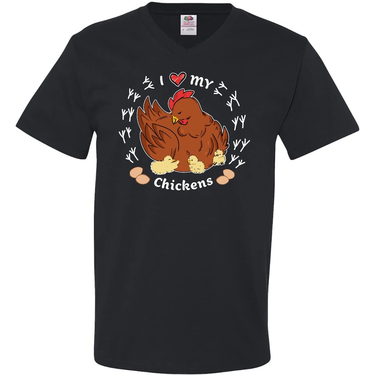 Inktastic I Heart My Chickens Men's V-Neck T-Shirt - Funny Chicken Lover Graphic Tee for Farmers & Poultry Enthusiasts - Perfect for Casual Wear, Chicken Coop Days & Poultry Shows