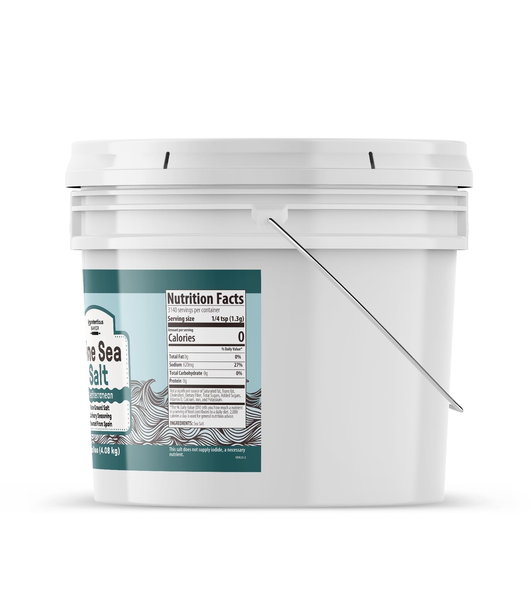 Pure Evaporated Mediterranean Sea Salt (1 Gallon) - Unrefined, Natural & Chemical-Free | Perfect for Cooking, Baking, Pickling & Gourmet Dishes