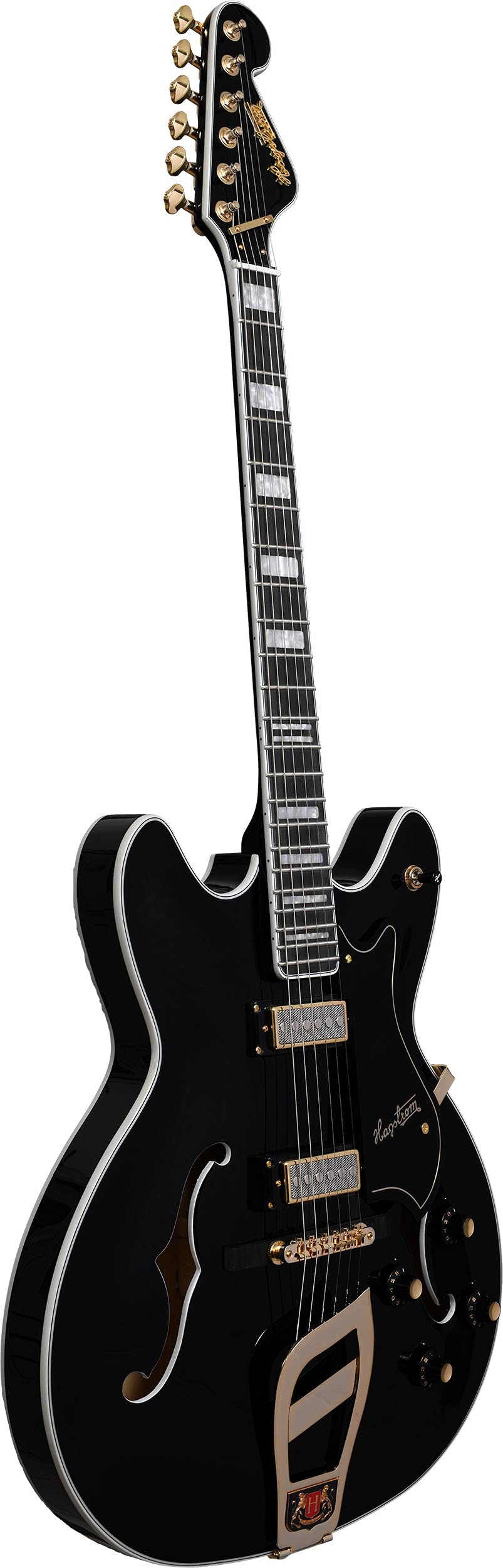 Hagstrom VIK67-G-BLK 6-String Hollow Body Electric Guitar for Right-Handed Players - Premium Black Finish | Perfect for Jazz, Blues & Rock Performances
