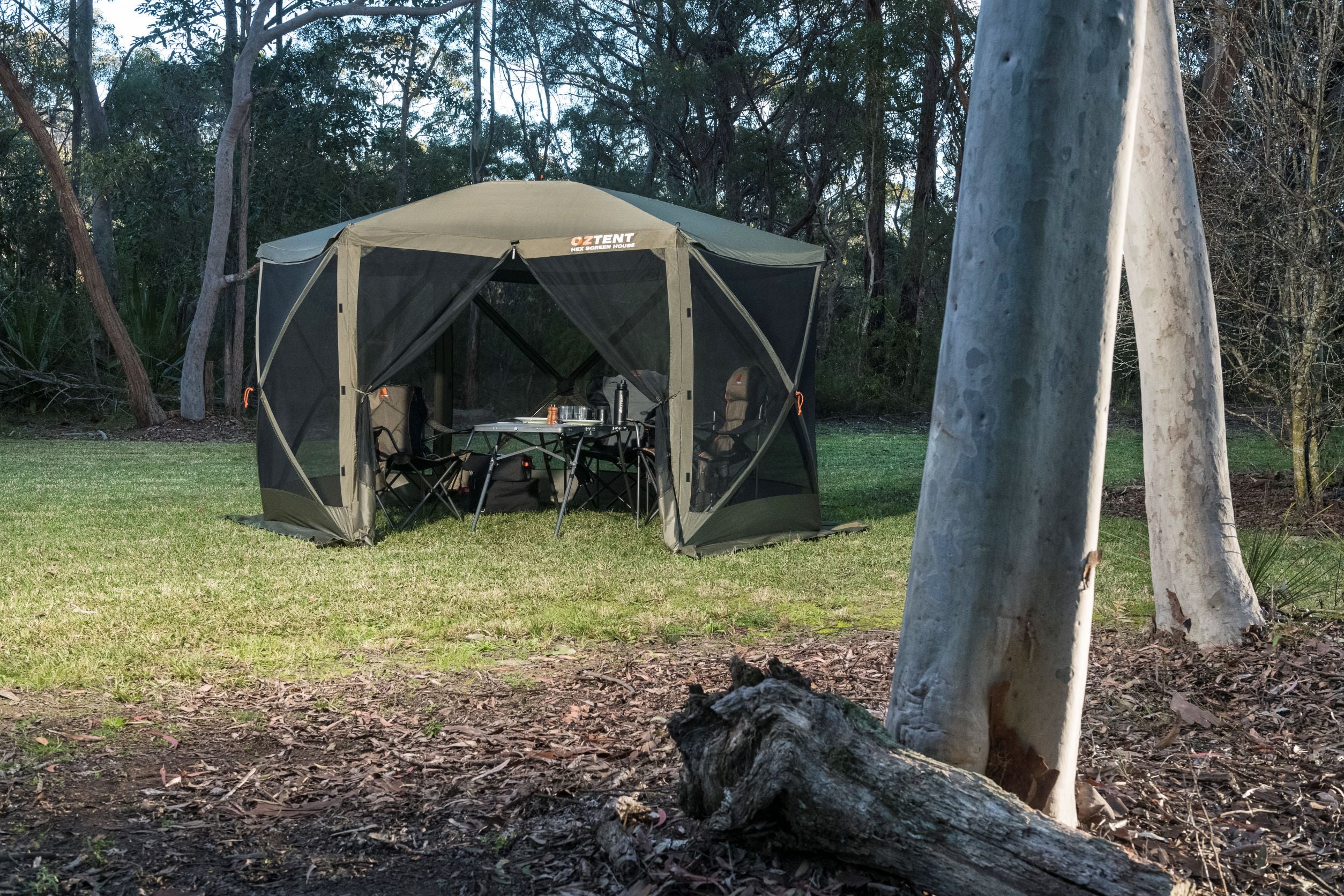 Oztent Hex Screen House - Lightweight Portable Camping Shelter with Mosquito Net for Outdoor Adventures, Picnics, and Backyard Relaxation