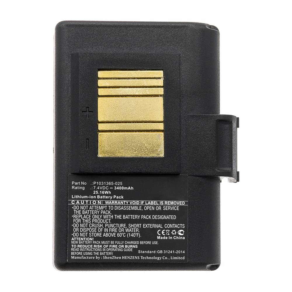 Synergy Digital Printer Battery for Zebra ZQ500 - 7.4V 3400mAh Li-ion High Capacity Replacement (Compatible with BTRY-MPP-34MA1-01) - Perfect for Warehouse Labeling, Retail Barcode Printing & Logistics Scanning