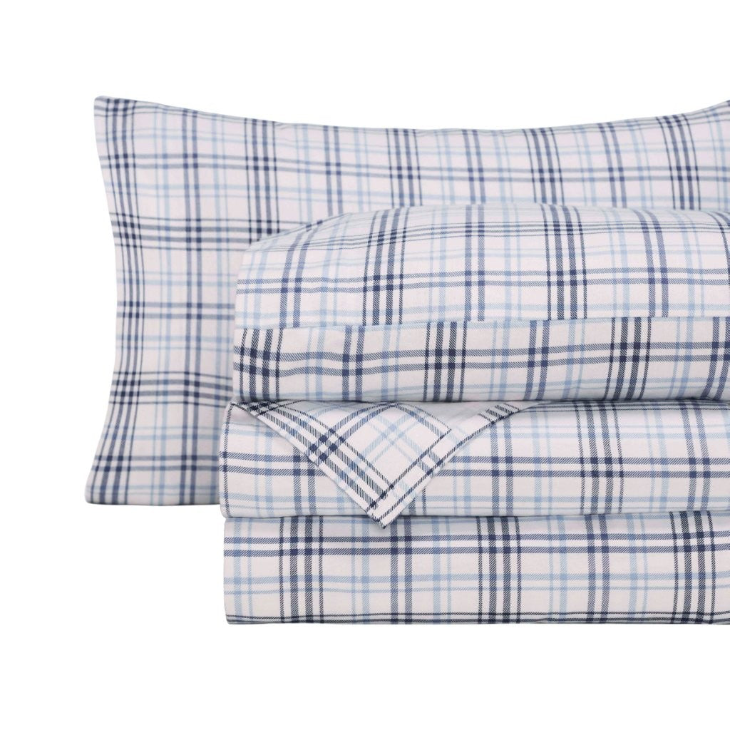 Soft Plaid Flannel Cotton Bed Sheet Set - Classic Farmhouse Style with Deep Pockets - Perfect for Cozy Winter Nights & Rustic Home Decor