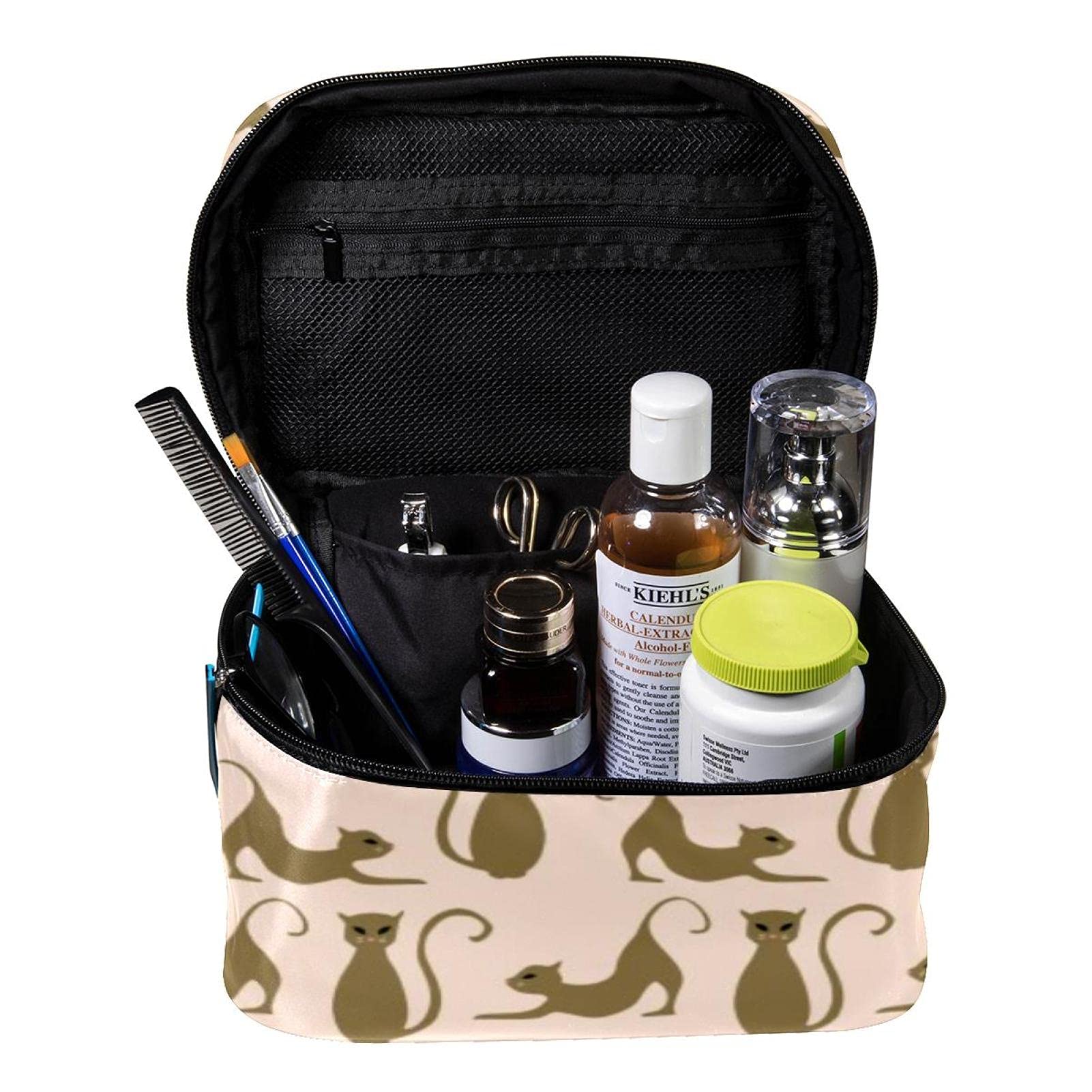 Cute Cats Kittens Pattern Travel Makeup Bag - Large Cosmetic Organizer with Zipper for Women & Girls | Perfect for Travel, Gym, and Daily Essentials Storage