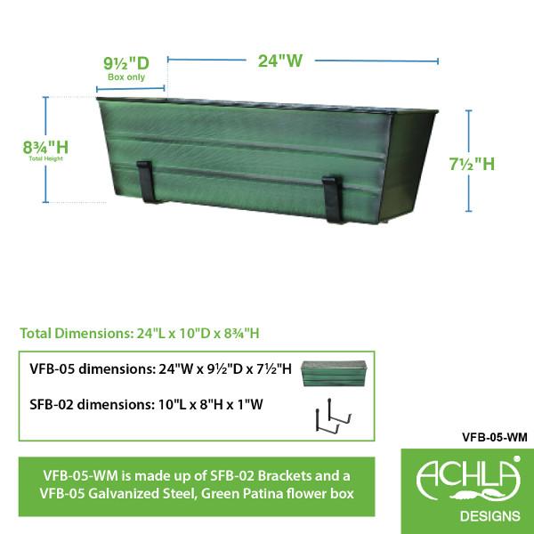 Decorative Flower Box with Wall Brackets - Hanging Planter for Indoor & Outdoor Garden Decor - Perfect for Windows, Balconies, and Patios