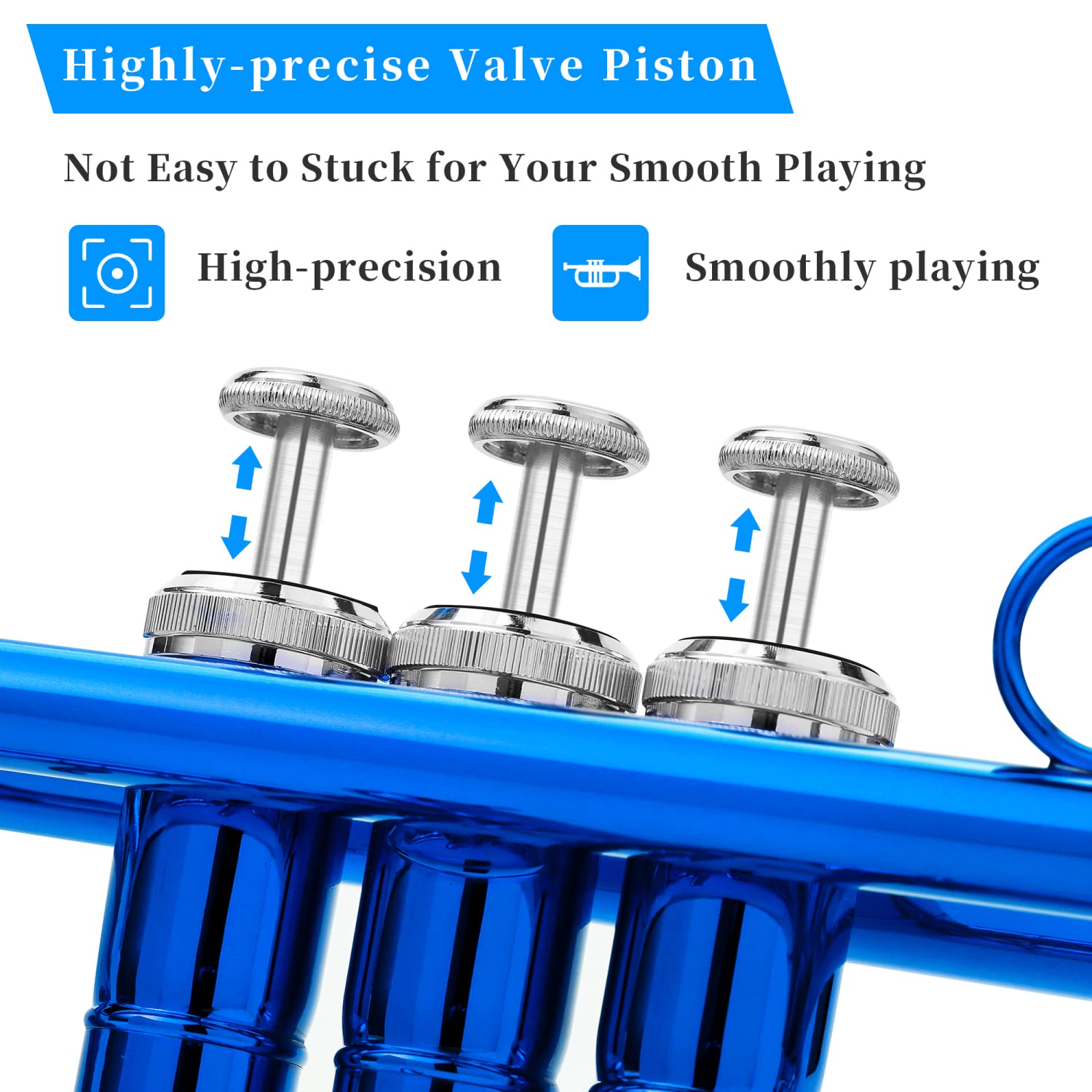 LeSage Blue Student Bb Trumpet with Hard Case - Includes 7C Mouthpiece, Valve Oil & Cleaning Kit - Perfect for Beginners, School Bands & Practice Sessions
