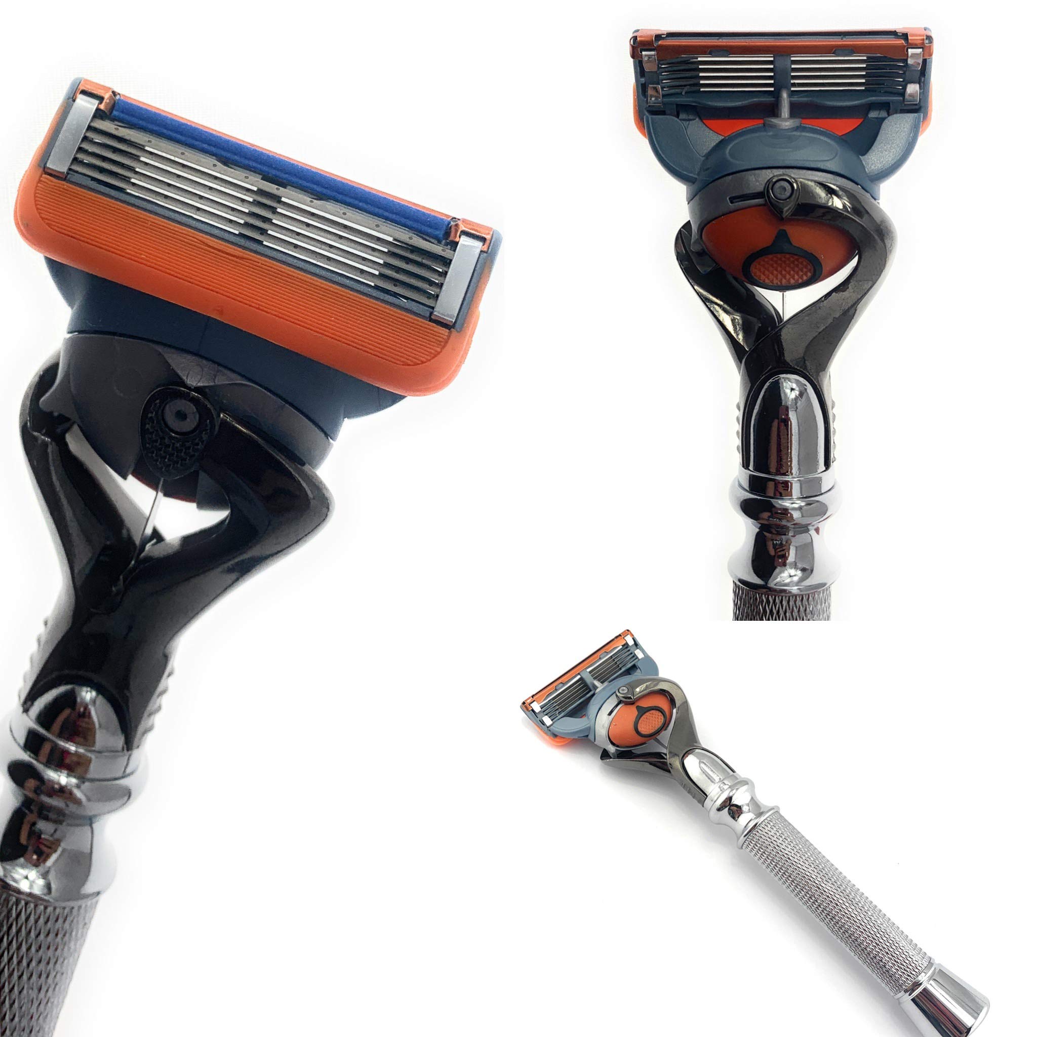 Premium Chrome Shaving Kit for Men - 5 Blade Razor with Long Handle, Shaving Brush, Stainless Bowl, Natural Soap, Stand & Lavender Aftershave - Complete Grooming Set for Smooth Shaving at Home or Travel
