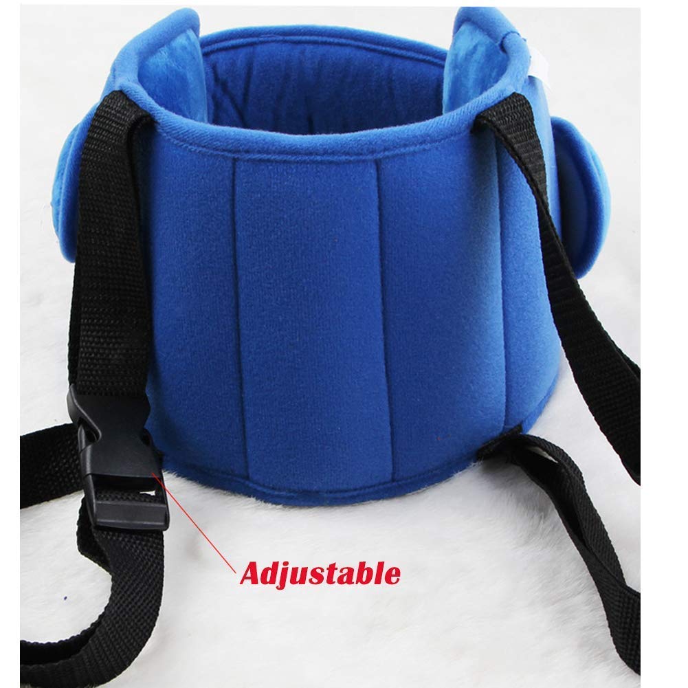 Adjustable Toddler Car Seat Head Support Band - Soft Safety Straps Cover for Neck Relief - Baby Head Support Cushion for Infants (Blue) - Perfect for Long Car Rides & Travel Comfort