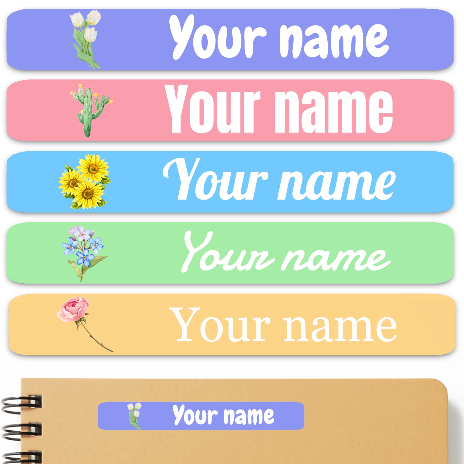 100PCS Personalized Name Labels for Kids - Custom Text Sticker, Waterproof, Cute Designs for School Supplies, Notebooks, Pencils & Bottles | Perfect for Back to School, Daycare & Organizing Kids' Belongings