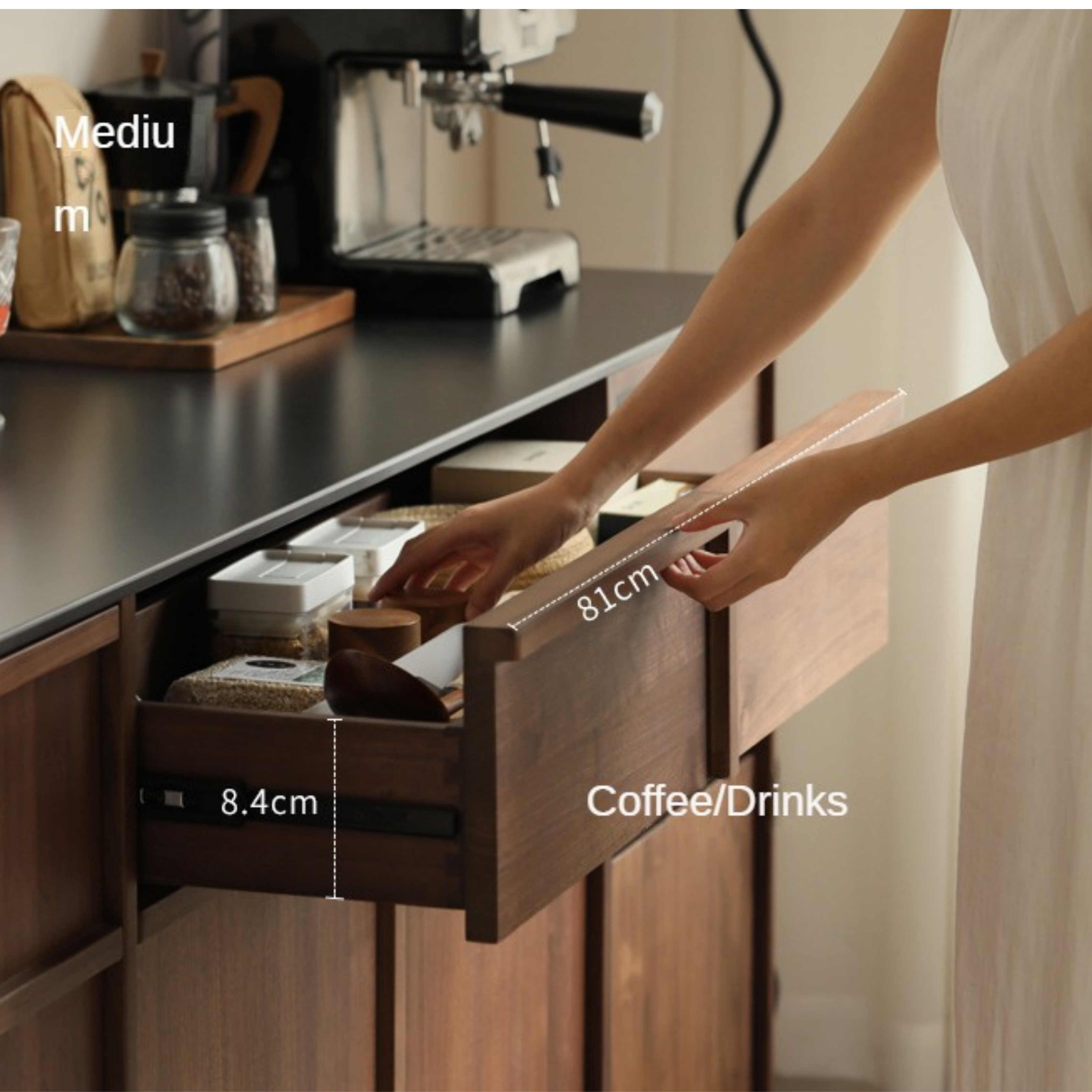 Premium Black Walnut Solid Wood Sideboard Buffet - Modern Light Luxury Dining Room Storage Cabinet for Formal Entertaining & Everyday Use