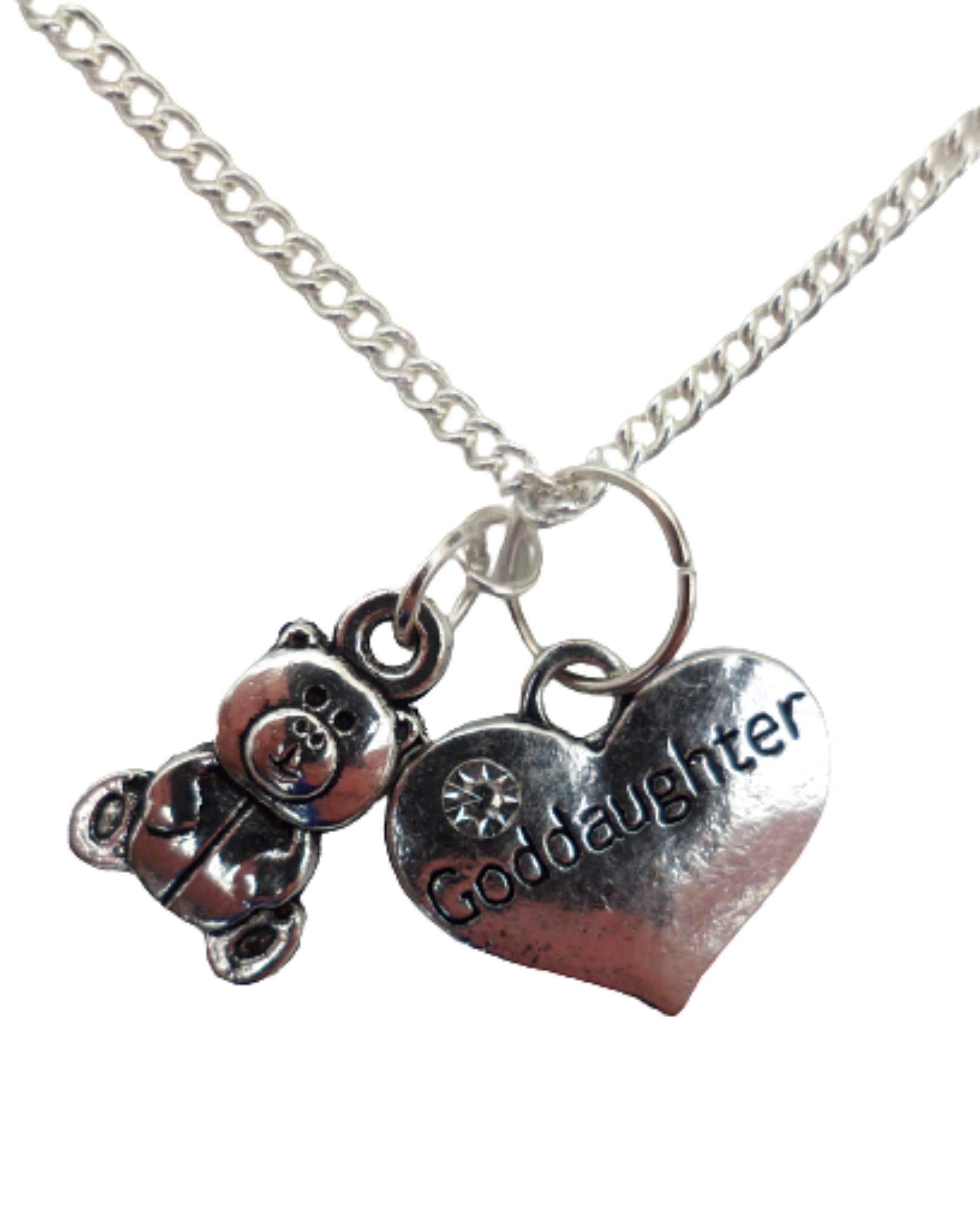 Silver Heart Bear Pendant Necklace for Goddaughter Gift