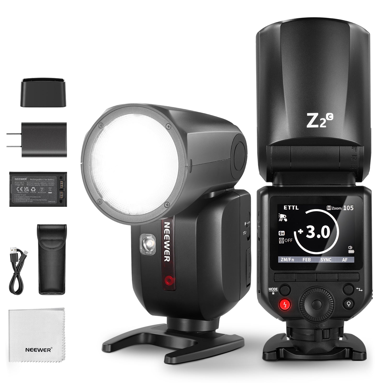 NEEWER Z2 C TTL Round Head Flash Speedlite for Canon - Professional Photography Lighting for Portraits, Weddings & Events