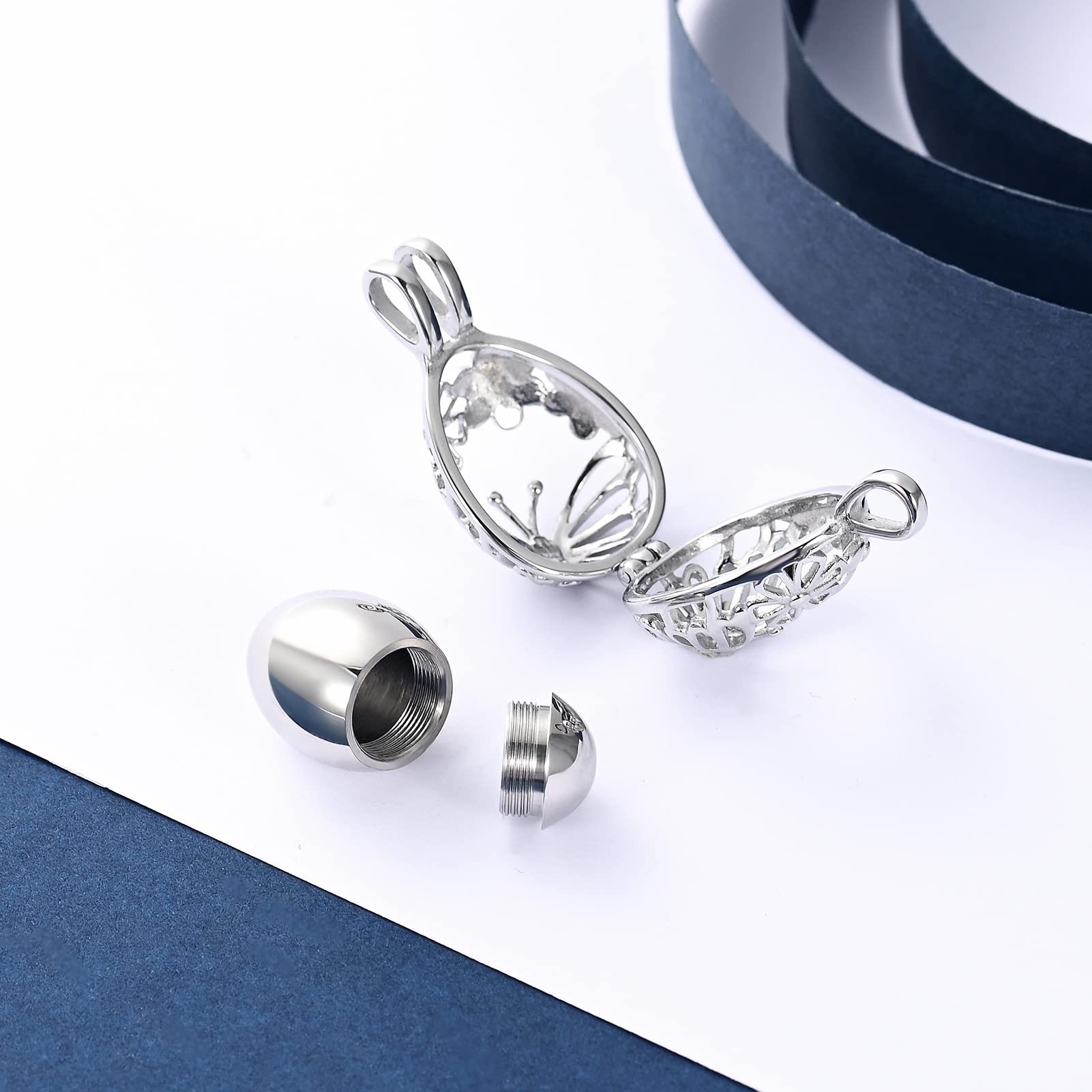 Stainless Steel Cremation Jewelry - Butterfly Urn Necklace for Ashes | Memorial Gift for Women