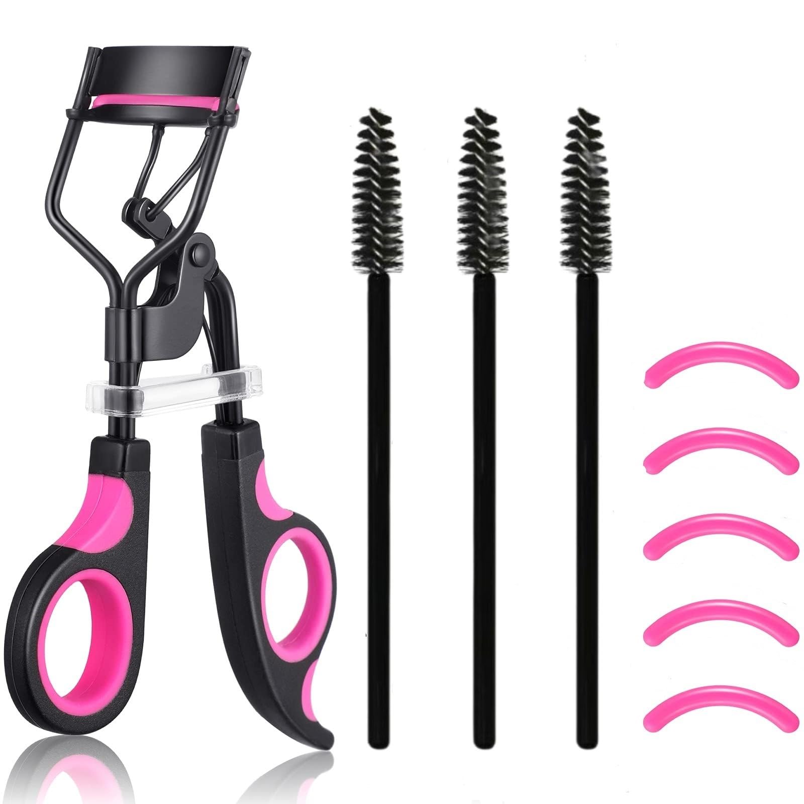 Premium 3-in-1 Eyelash Curler Kit with 5 Replacement Pads - Violet Black Makeup Tool for Perfect Lashes | Home & Professional Salon Use