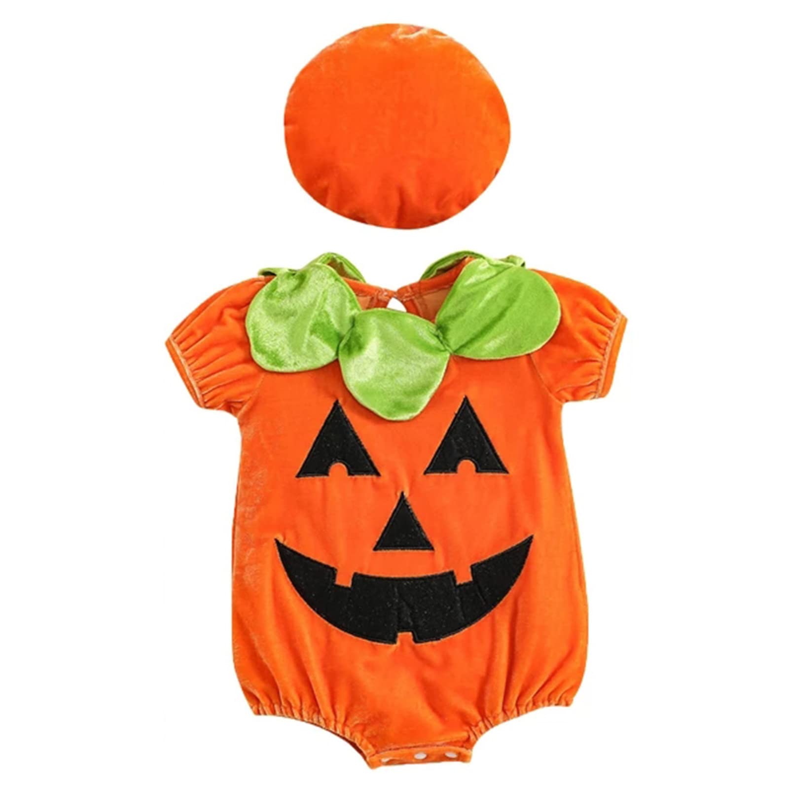 Halloween Baby Romper with Hat - Cute Pumpkin Outfit for Boys & Girls - Perfect for Photos & Parties
