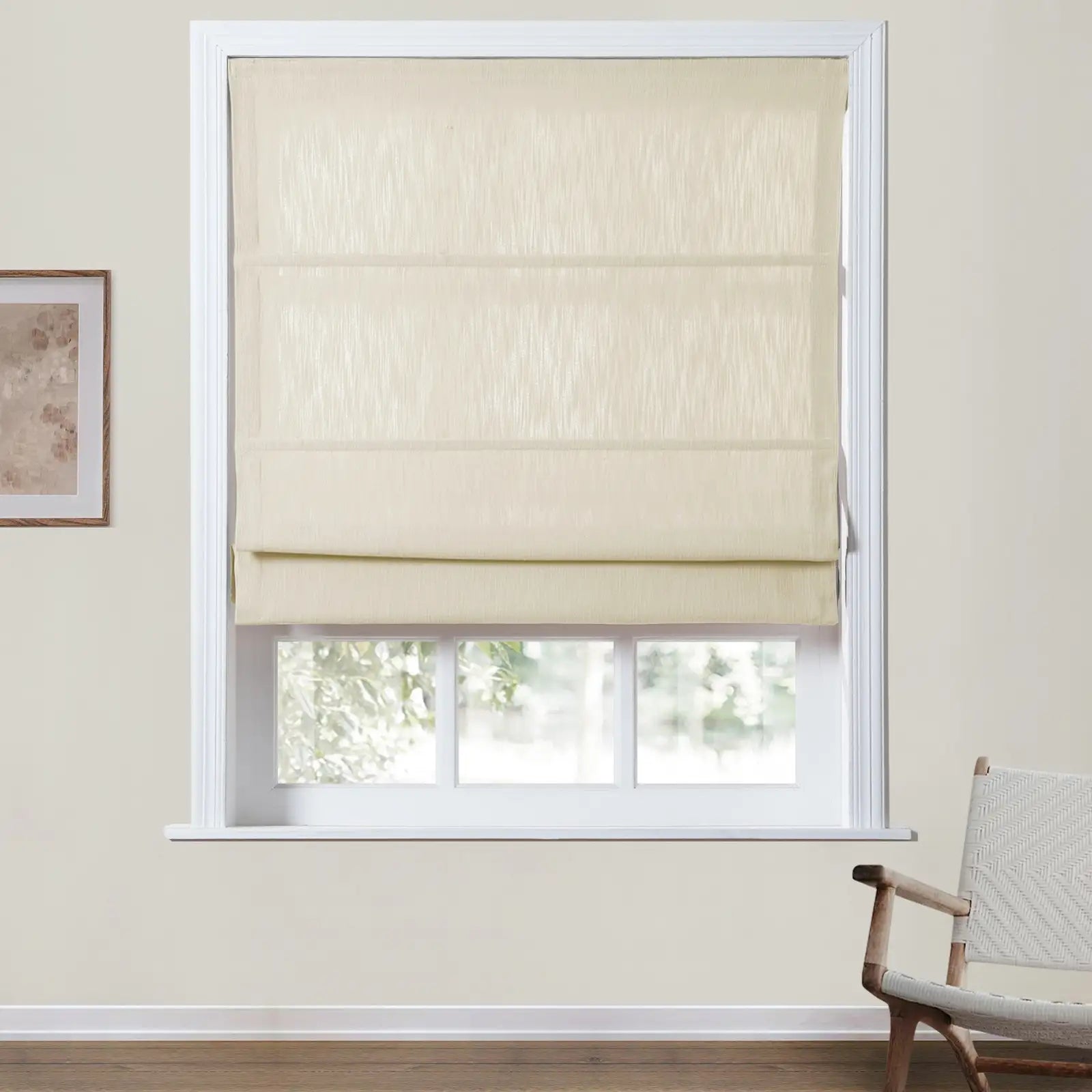 Cloe Cotton Blend Cordless Roman Shade - Blackout Window Treatment for Bedroom & Living Room - Plus Size Home Decor