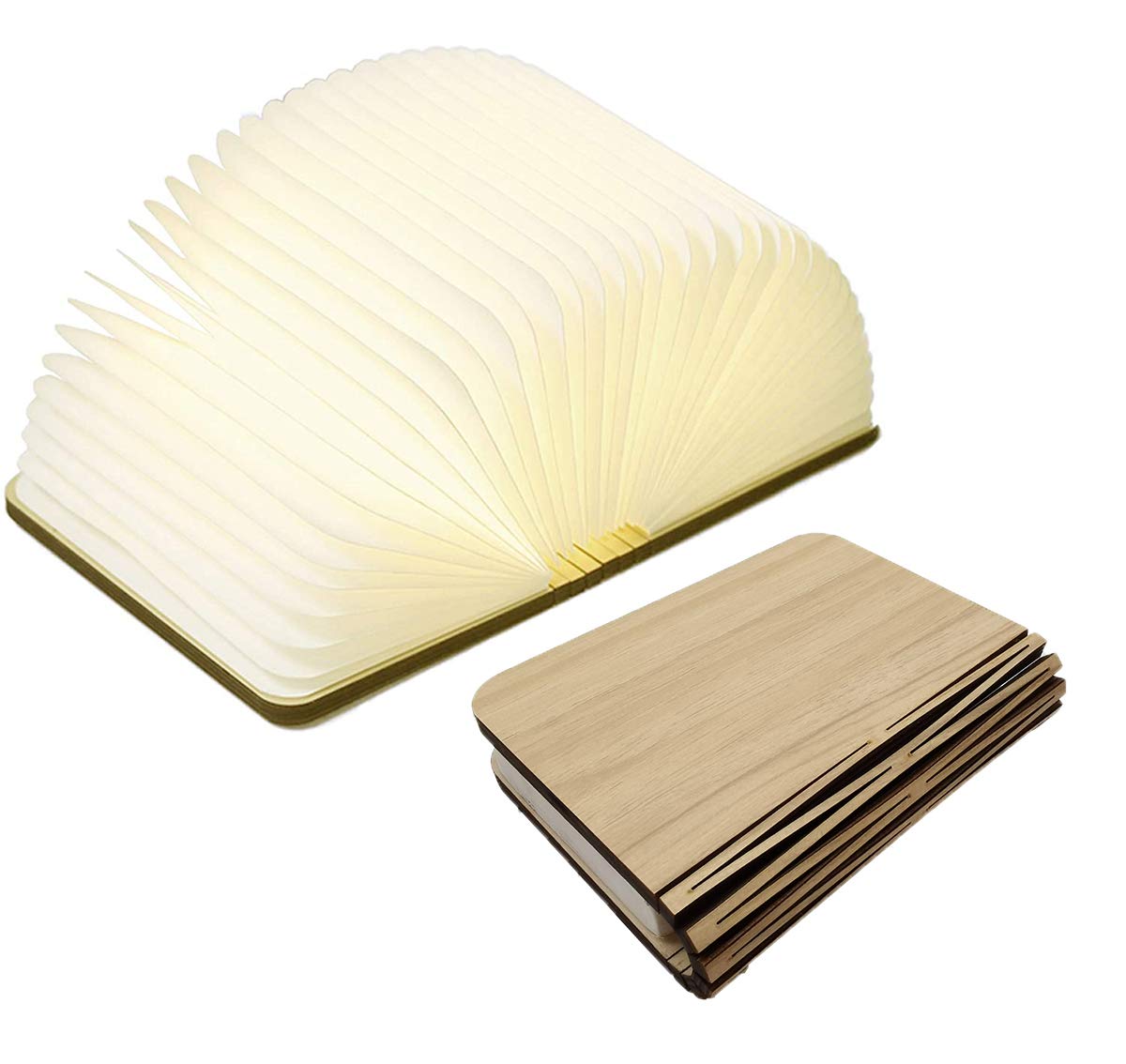 MEEYO Folding Book Lamp - Wooden USB Rechargeable LED Night Light with Magnetic Design, 3 Color Changing Modes, Eco-Friendly Material - Perfect for Bedside Reading, Home Decor & Gift Giving