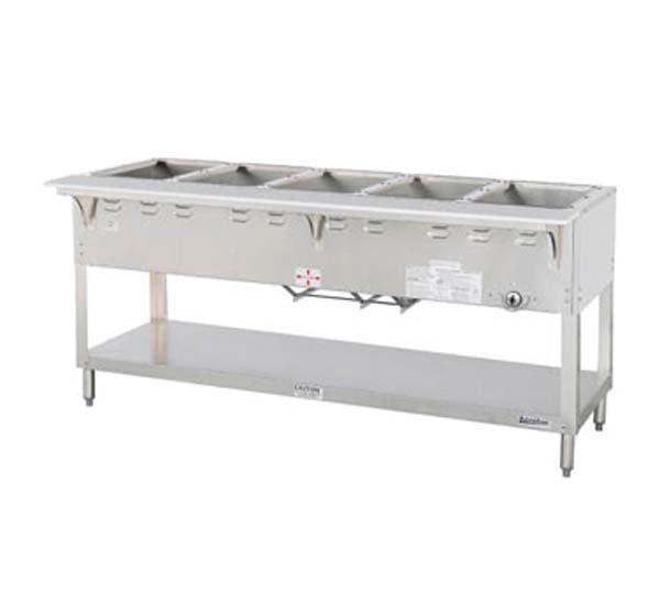 Duke WB305 5-Well Aerohot Wet Bath Steam Table - 72 3/8 Inch Commercial Food Warmer - Natural Gas Powered for Catering, Buffets & Restaurant Kitchens