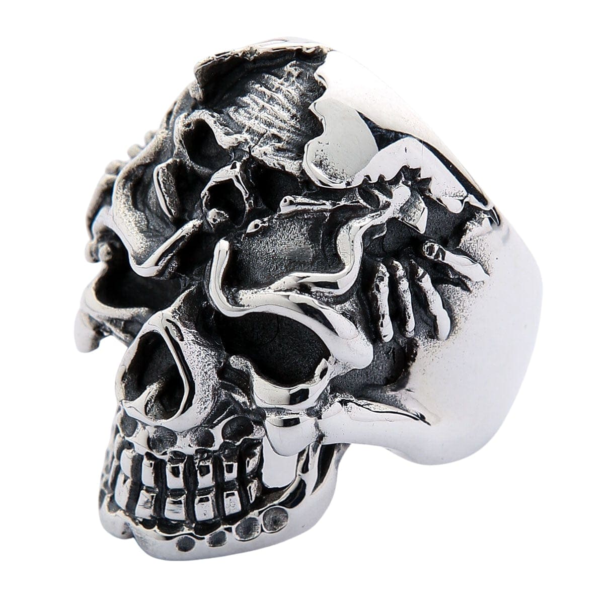 Gothic Devil Sterling Silver Skull Ring for Men & Women - Dark Fashion Jewelry for Halloween, Punk Style & Gothic Outfits