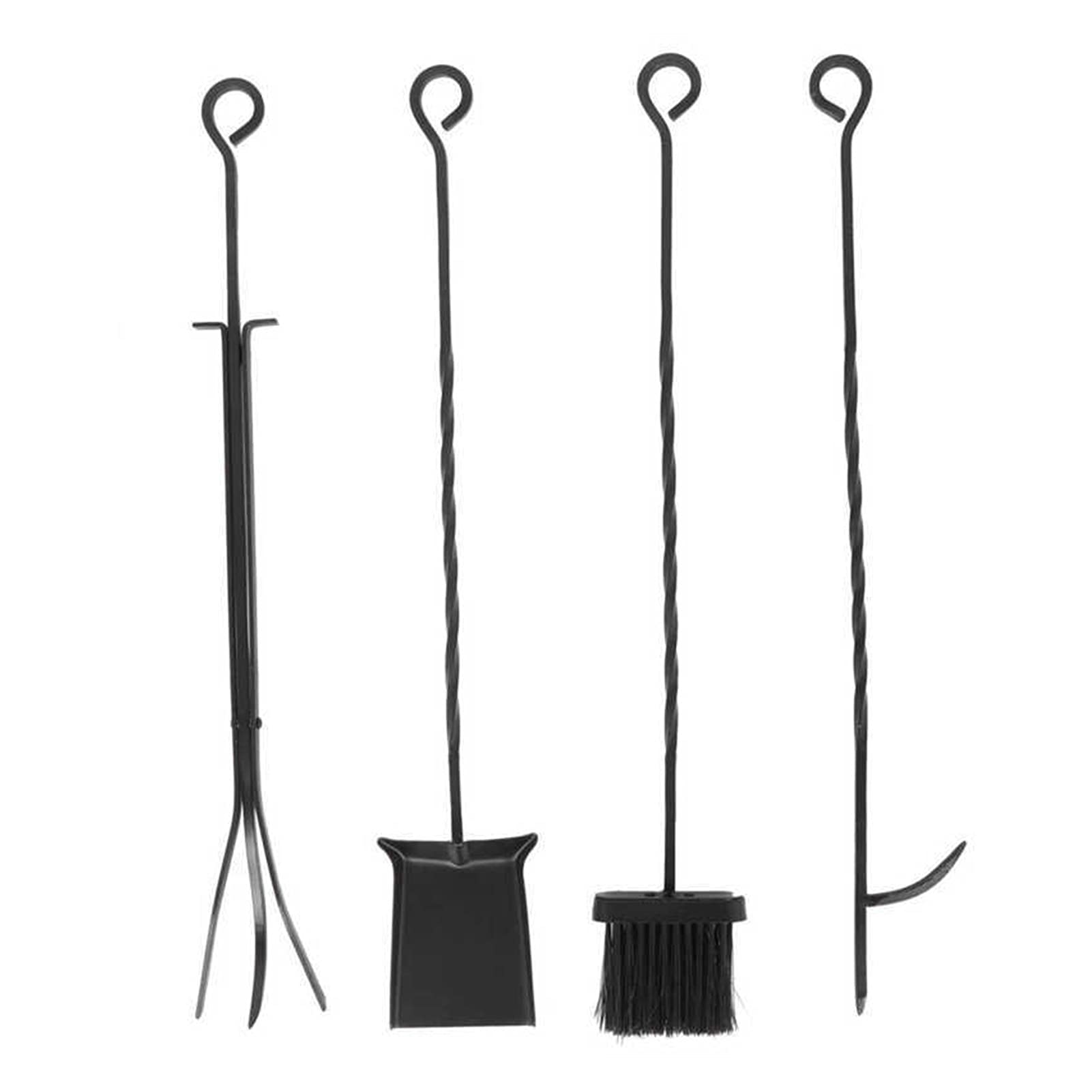 TOMYEUS Fireplace Tool Set - 5-Piece Hearth Accessories Kit with Base, Brush, Shovel, Tongs & Poker - Durable Fireplace Tools for Wood Burning Stoves, Fire Pits & Indoor/Outdoor Fireplaces - Perfect for Home, Camping & Patio Use