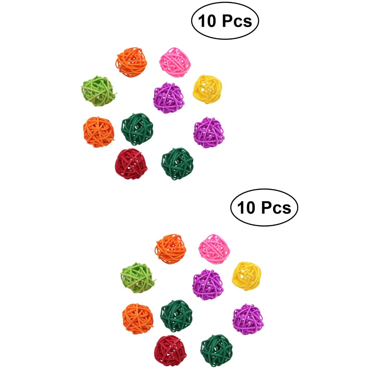 Balacoo 20-Piece Natural Rattan Wicker Ball Chew Toys for Parrots & Small Pets - Christmas Tree Ornaments & Bird Enrichment Toys - Safe Chewing for Parakeets, Hamsters, and Rodents - Perfect for Cage Decor & Playtime Stimulation
