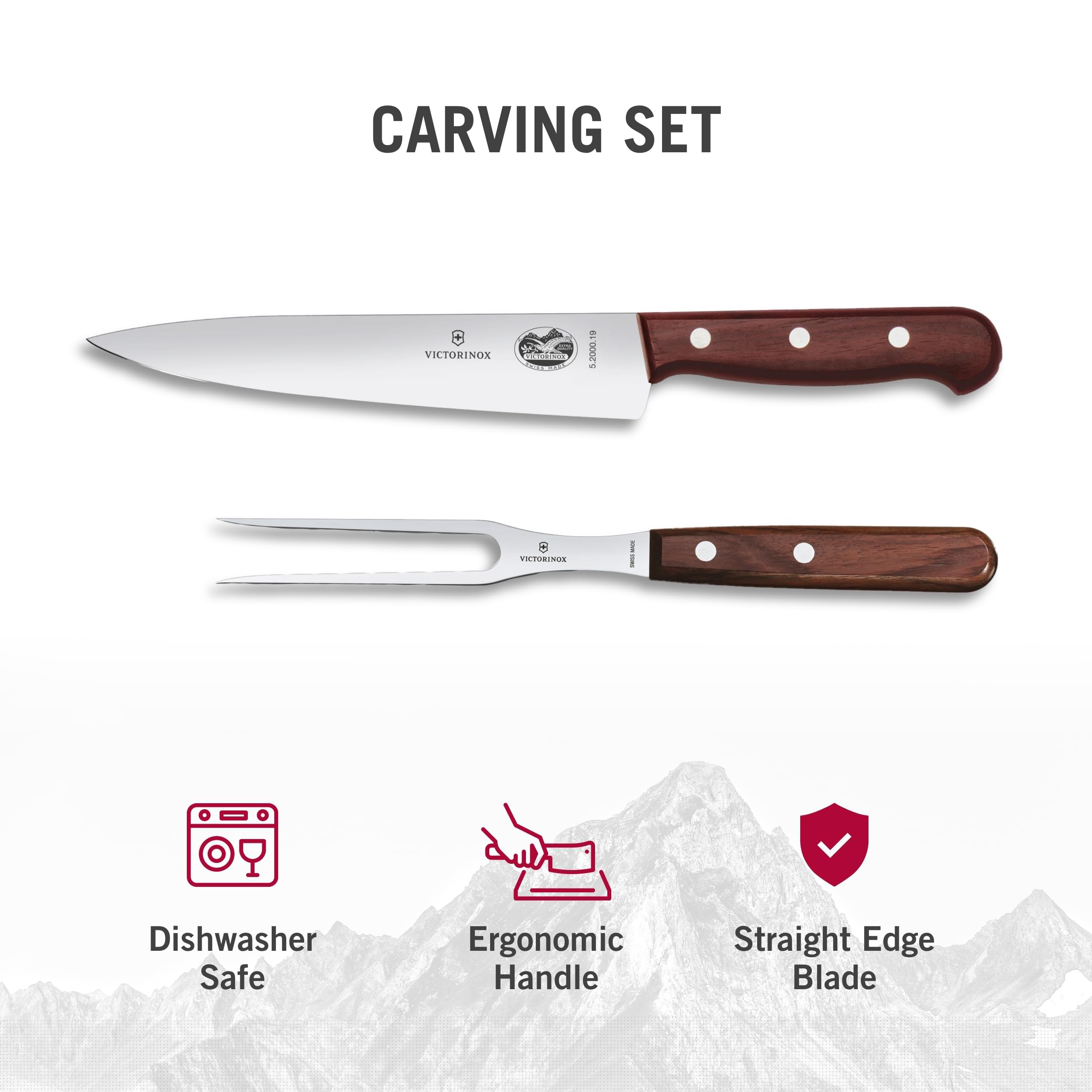 Victorinox 2-Piece Carving Set with Chef's Knife & Carving Fork - Premium Wooden Handle Kitchen Knives for Meat Carving & Slicing - Perfect for Thanksgiving Turkey, Holiday Roasts & Home Cooking