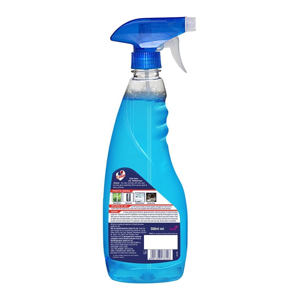 Harpic Original Disinfectant Toilet Cleaner Liquid 1L + Colin Glass & Surface Cleaner Spray 500ml - Powerful Bathroom & Kitchen Cleaning Combo for Sparkling Surfaces