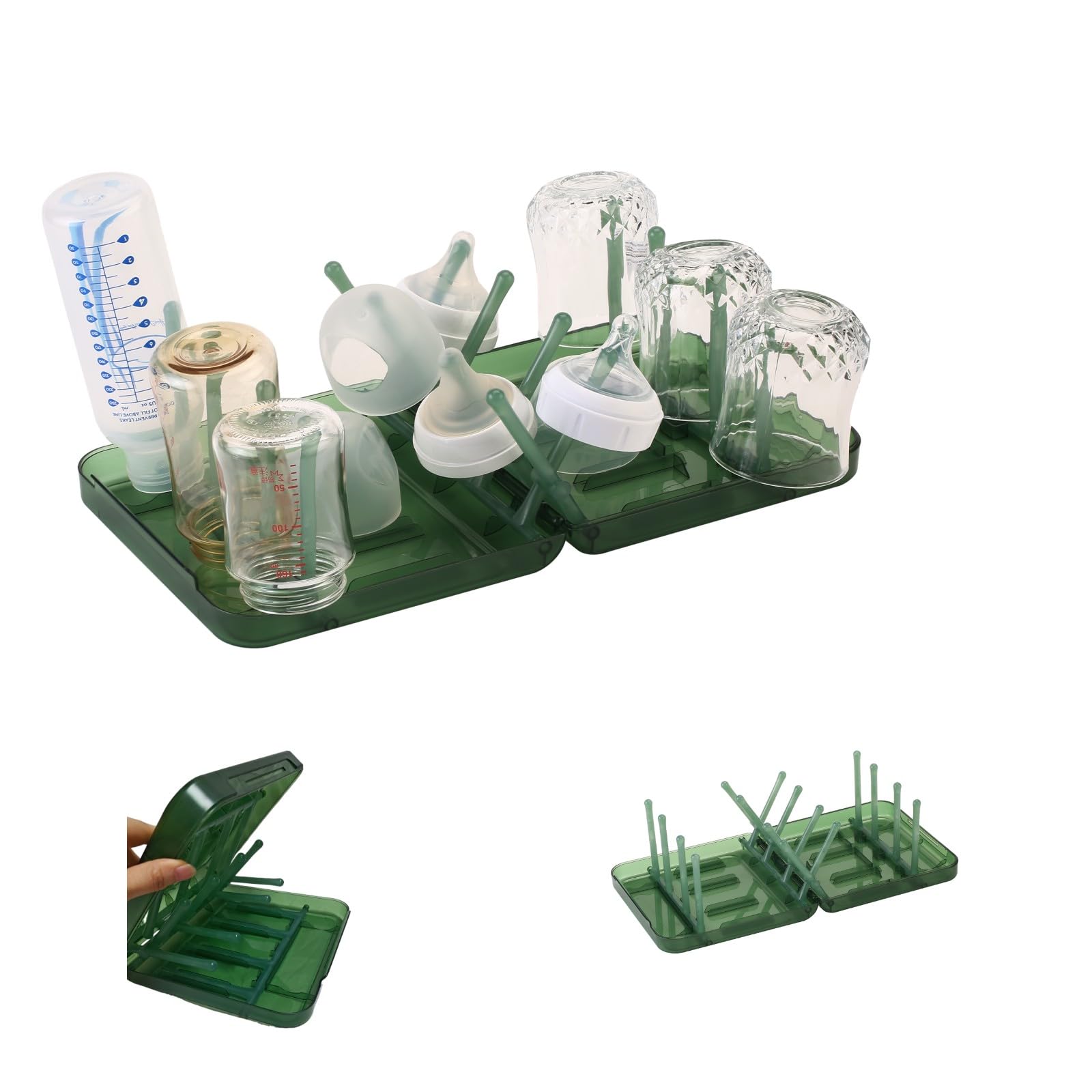 Foldable Baby Bottle Drying Rack - 16 Ribs Space-Saving Design for Travel & Daily Use