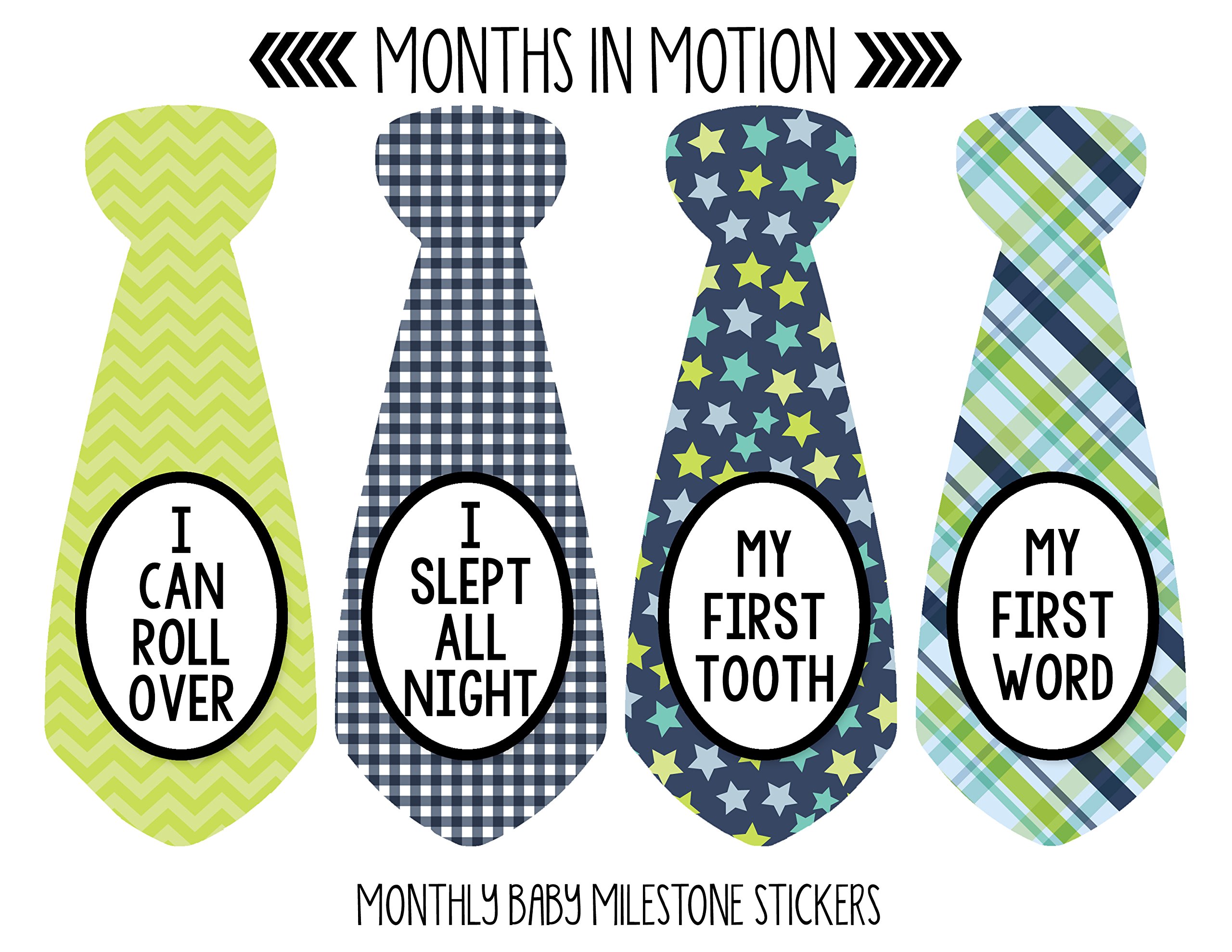 Baby Monthly Milestone Necktie Stickers - Newborn Boy Growth Photo Props - 20-Pack for Monthly Photos, Baby Showers & First Birthday Decorations