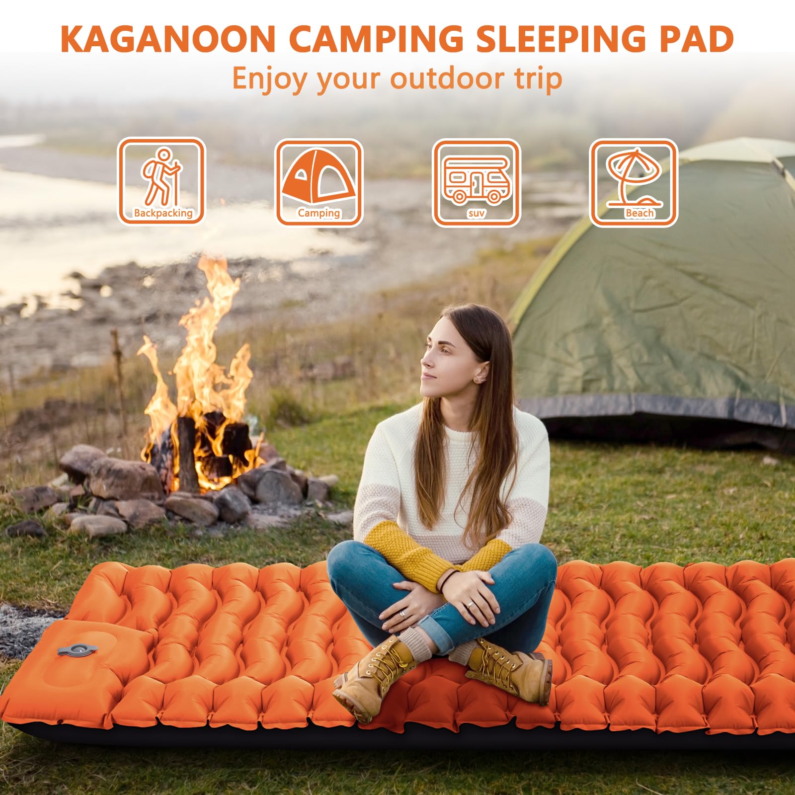 Ultralight Inflatable Camping Sleeping Pad with Built-in Pillow & Foot Pump - Compact Air Mattress for Backpacking, Hiking, Travel - Perfect for Outdoor Adventures, Camping Trips & Backcountry Exploration