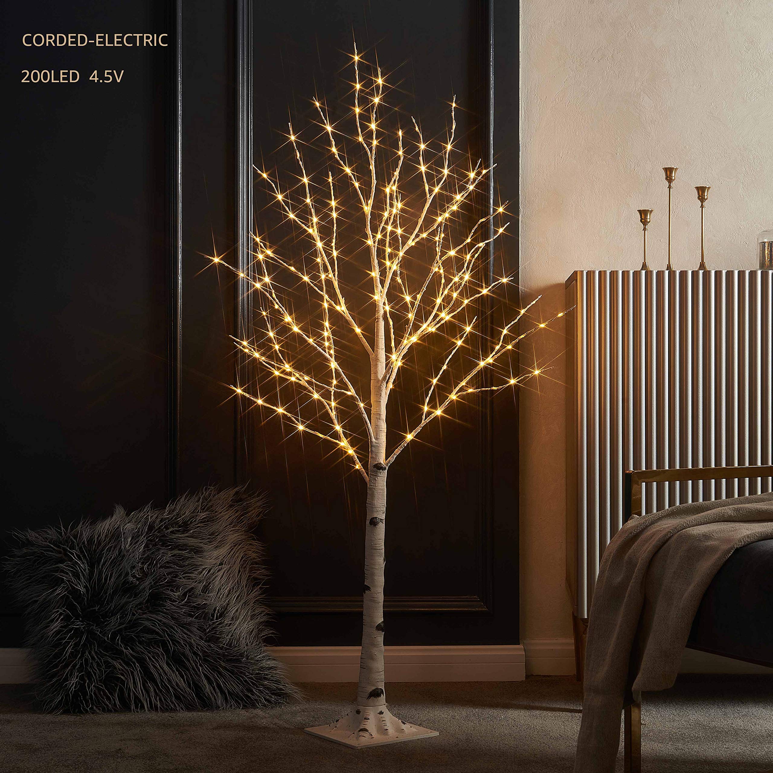 LITBLOOM 4FT Lighted Birch Twig Tree with 200 Warm White LED Fairy Lights - Indoor Outdoor Holiday Decor for Christmas, Easter, Wedding, Party & Home Decoration