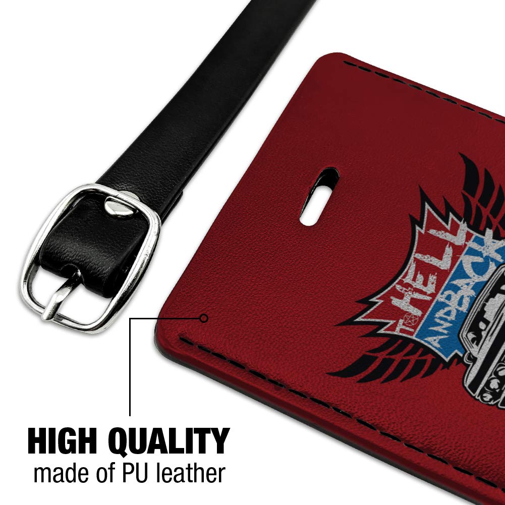 Supernatural to Hell and Back Rectangle Leather Luggage Tag - Durable Carry-On ID Tag for Travel Bags - Perfect for Suitcases, Backpacks & Duffel Bags