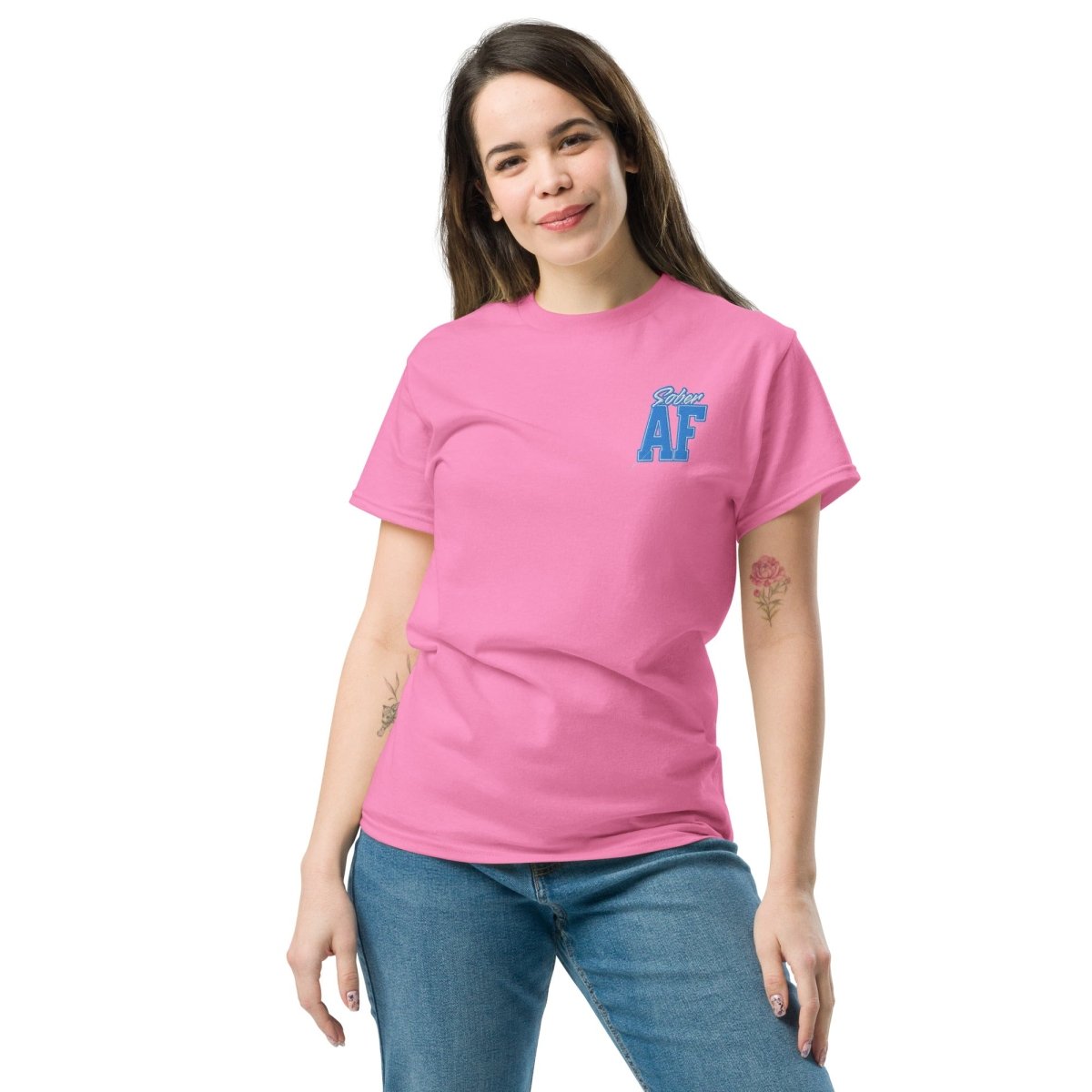 Sober AF Embroidered Unisex Classic T-Shirt - Comfortable Cotton Tee for Everyday Wear, Street Style & Casual Outfits