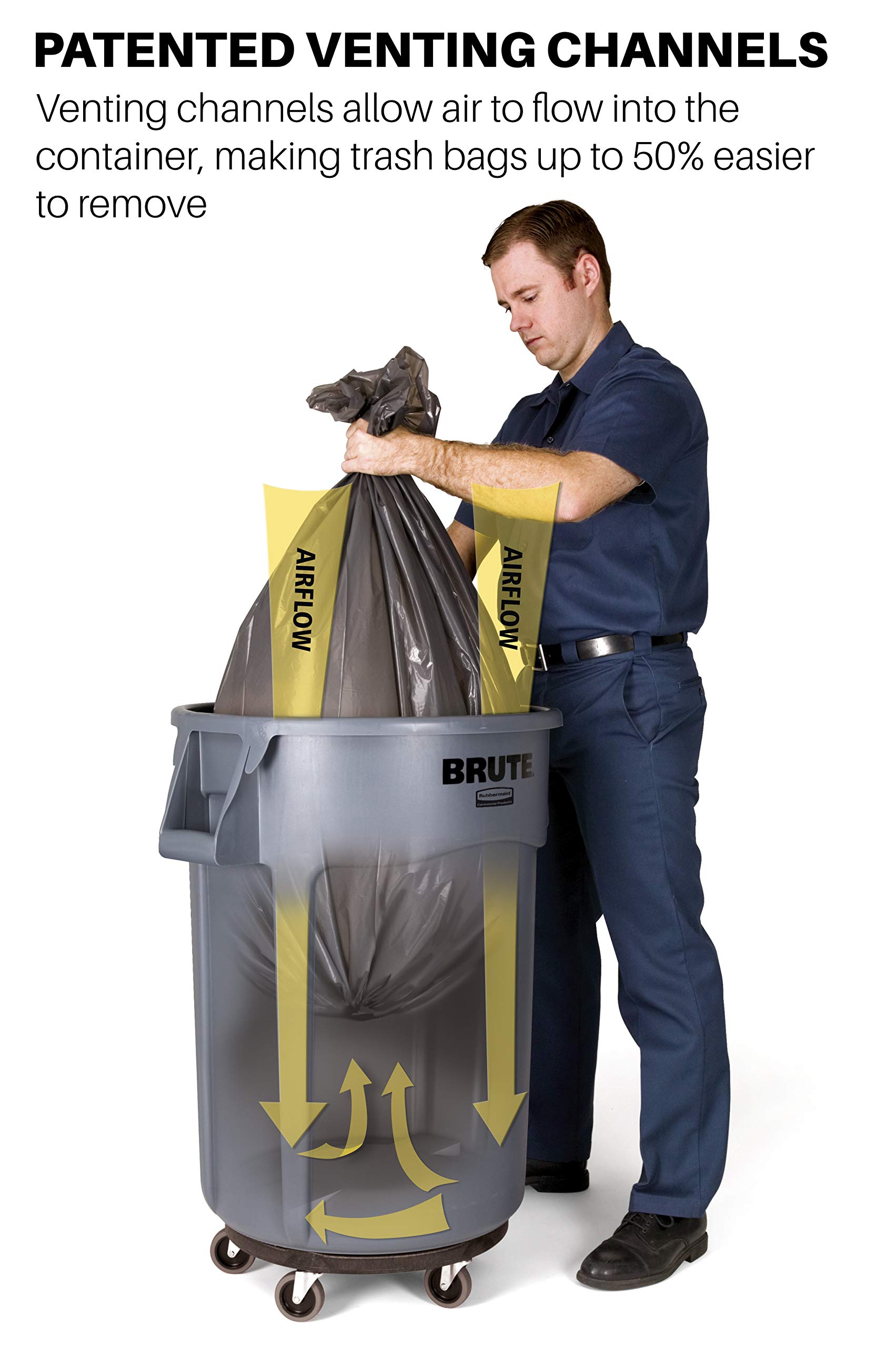 Rubbermaid BRUTE 20-Gallon Heavy-Duty Round Trash Can - Blue Commercial Garbage Bin for Landscaping, Construction Sites, Restaurants, Offices & Warehouses - Durable Waste Container for Indoor/Outdoor Use