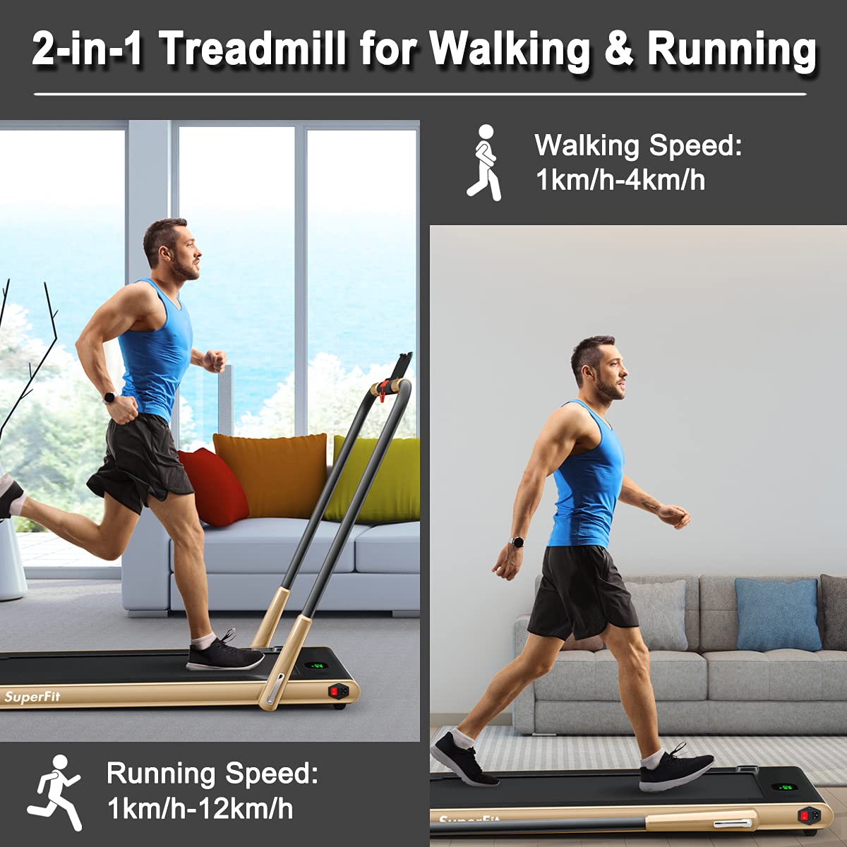 GYMAX Foldable Under Desk Treadmill with LED Display & Remote Control - Portable Walking Pad for Home Office, Standing Desk & Small Spaces - Smart App Enabled Compact Treadmill for Indoor Walking & Light Jogging